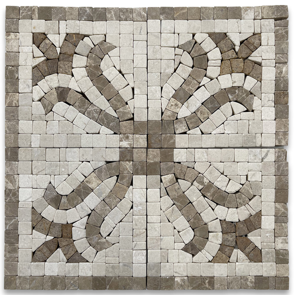 B0029CT Marble Mosaic Border Decorative Accent Tile Palm Emperador 4×4 Tumbled