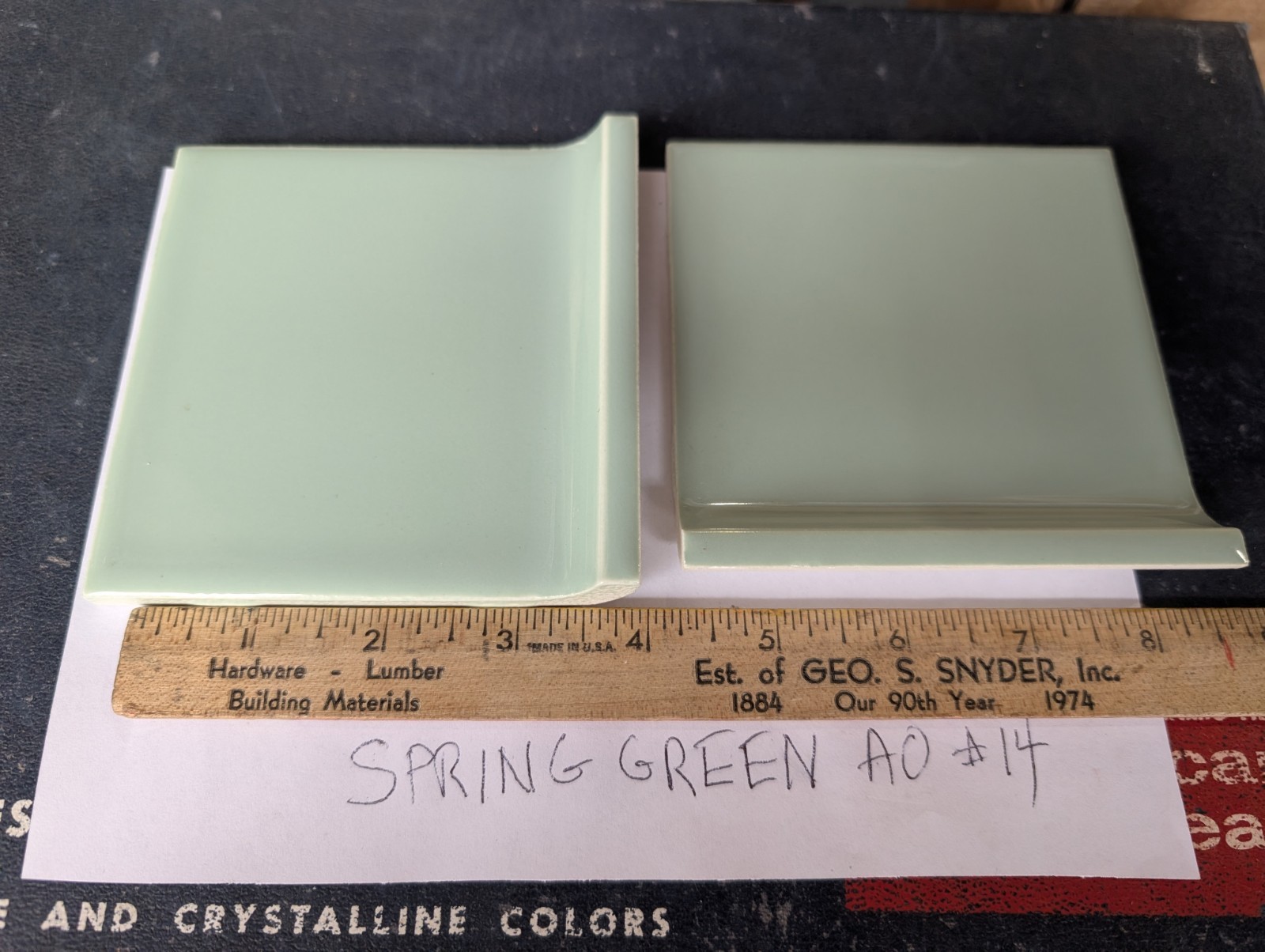 2 pcs NEW American Olean Spring Green #14 A3401 Ceramic Tile Cove base 4-1/4″