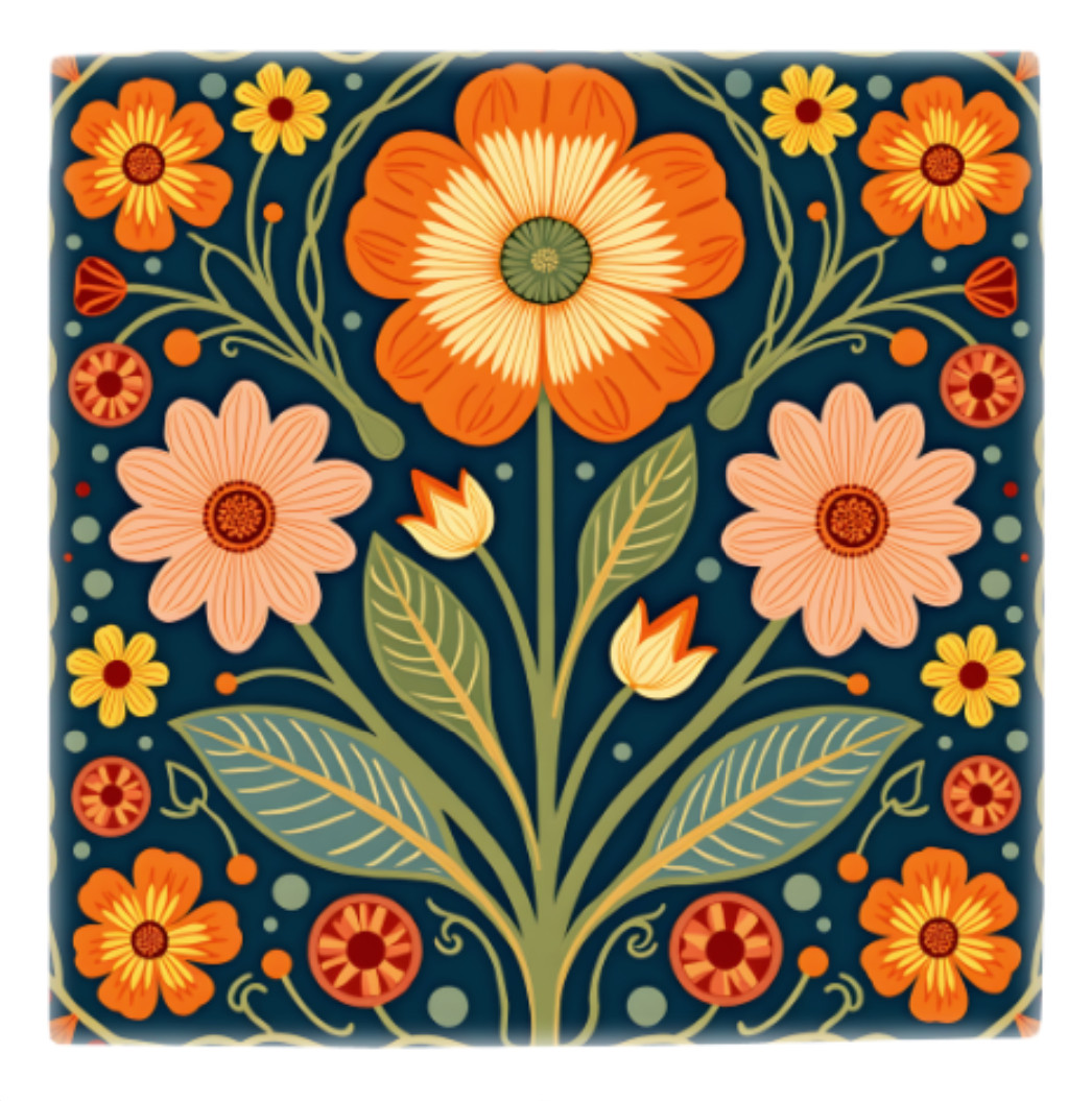 Floral Ceramic Tile 3 sizes Flowers 7 Printed in US