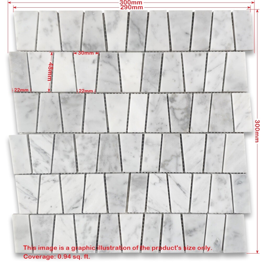 C2AXM Carrara White Marble Trapezoid Tile Multi Finished Honed Bushed Gooved