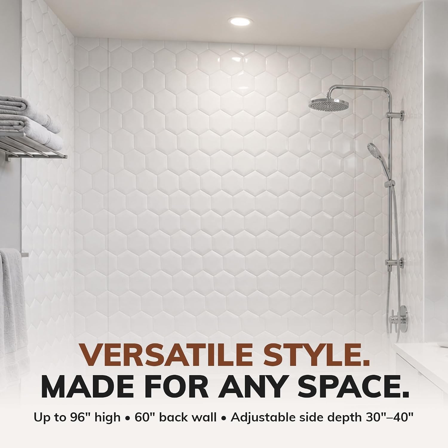 133-WHITE-HEX-KIT Hex Tile – Tub and Shower Wall Panels Surround (Covers/ 96