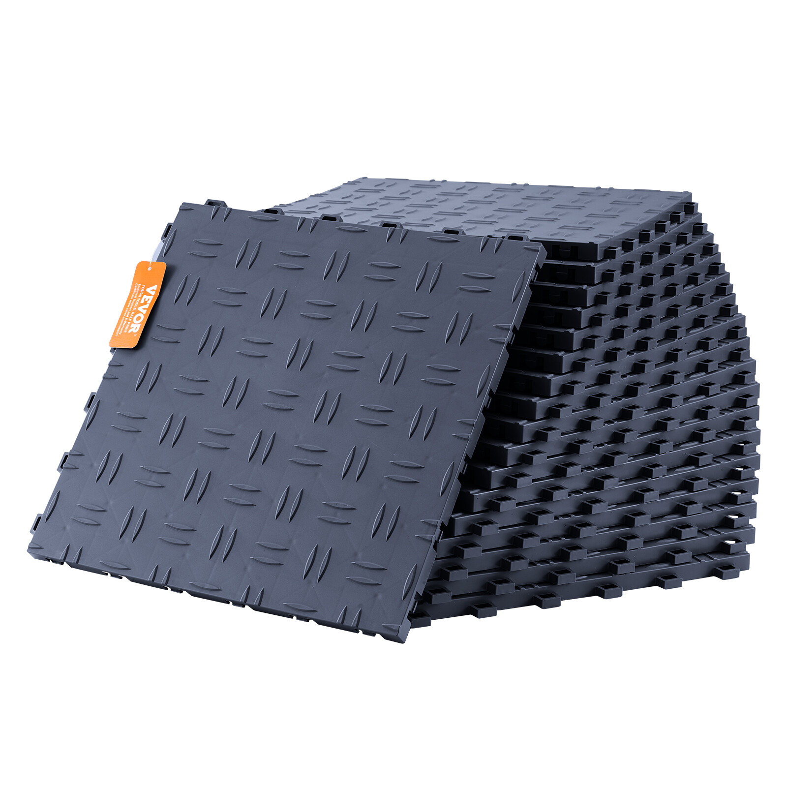 VEVOR 12×12″ Garage Trac Interlocking Garage Flooring Mat Tiles 25 Pack Graphite