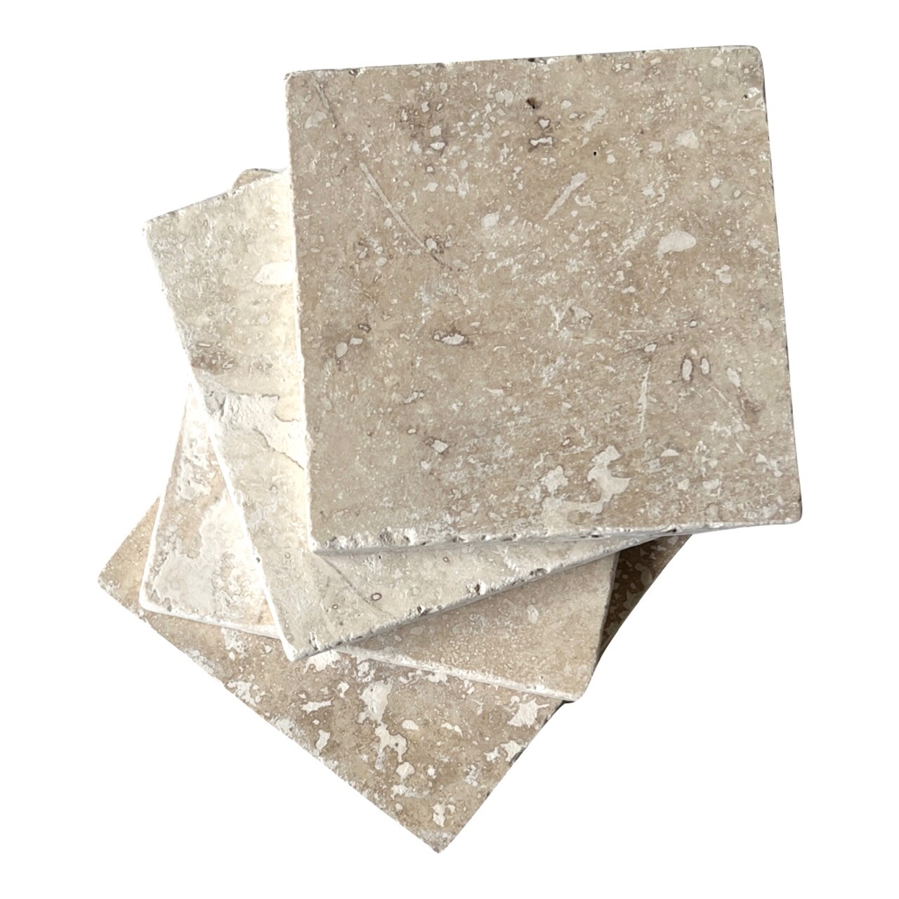 Ivory Mix 4×4 Tumbled Filled Travertine Floor Wall Tile (Sold per Square-feet)
