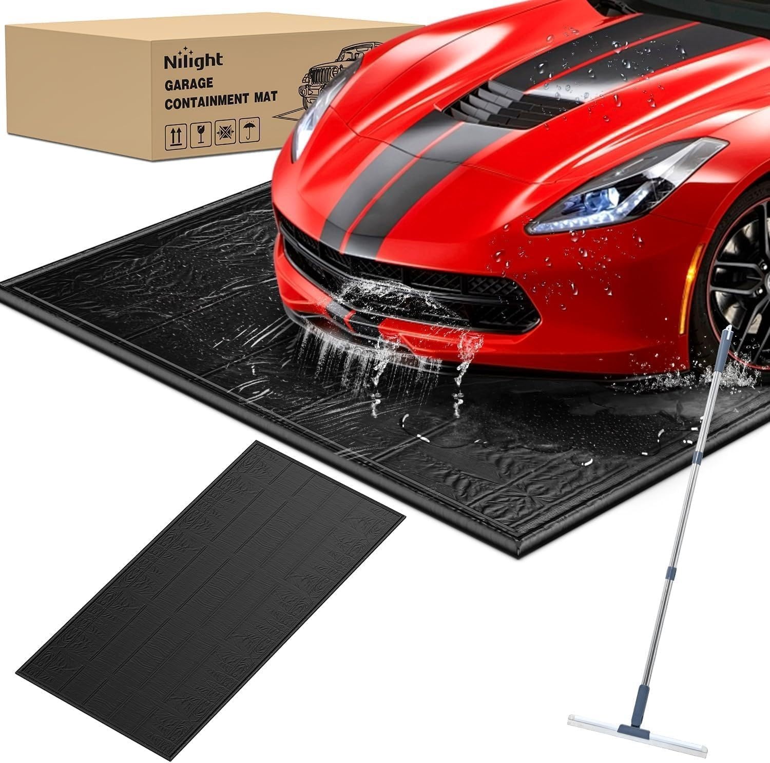 Garage Containment Mat 7.9x18ft; PVC Snow Water Floor Mat SUV Truck