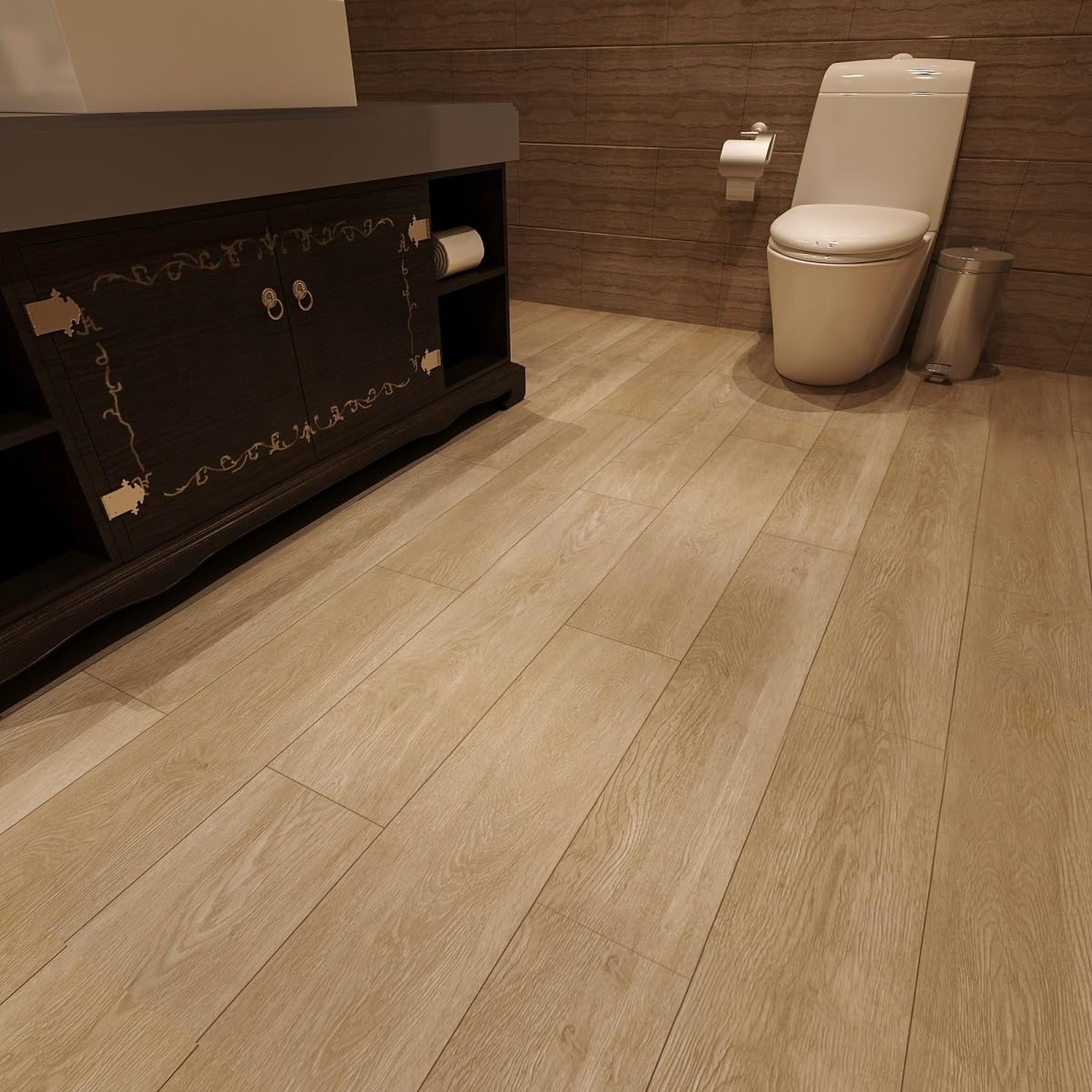 Boobest Peel and Stick Vinyl Flooring Roll Wood Grain Waterproof Self Adhesiv…