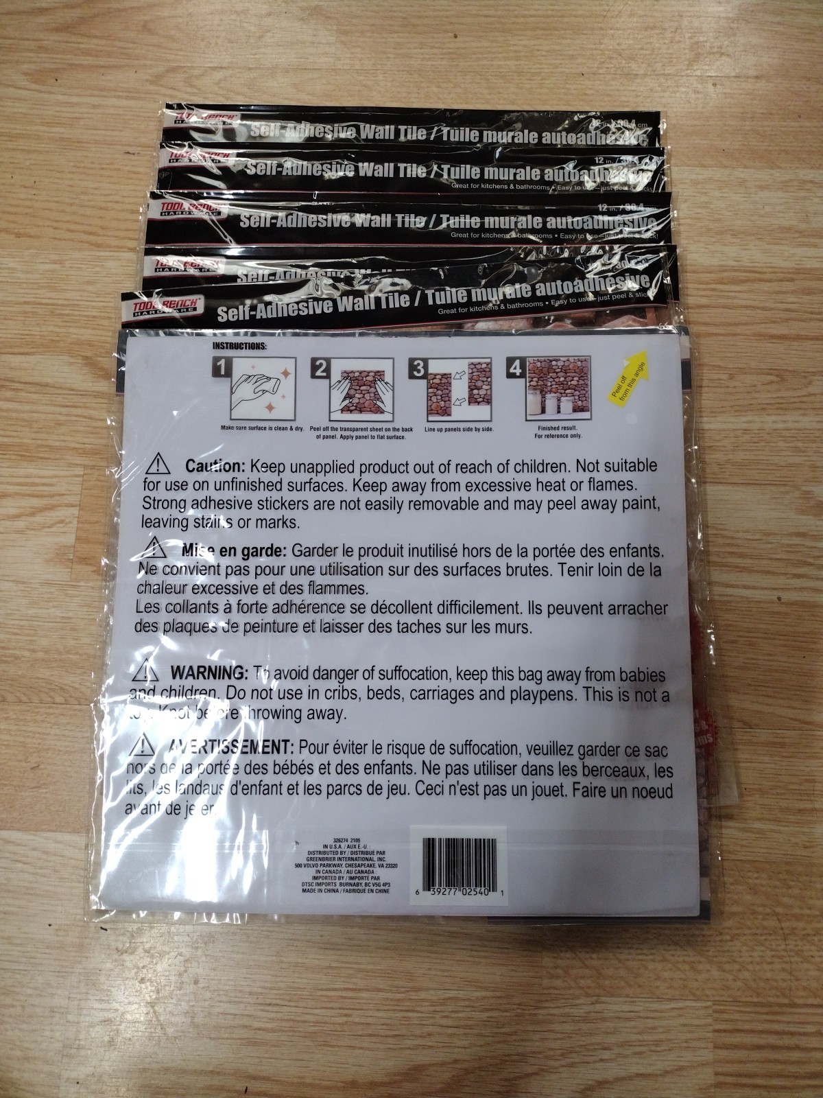 Six Tool Bench Hardware Self-Adhesive River Rock 12 Inch Wall Tiles