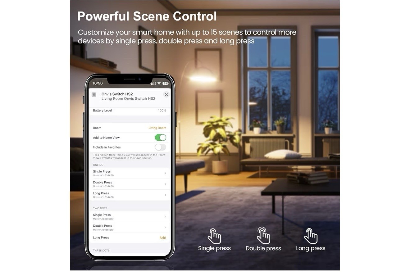 Onvis Smart Button, 5-Keys Smart Switch, Scene Controller (T-62)