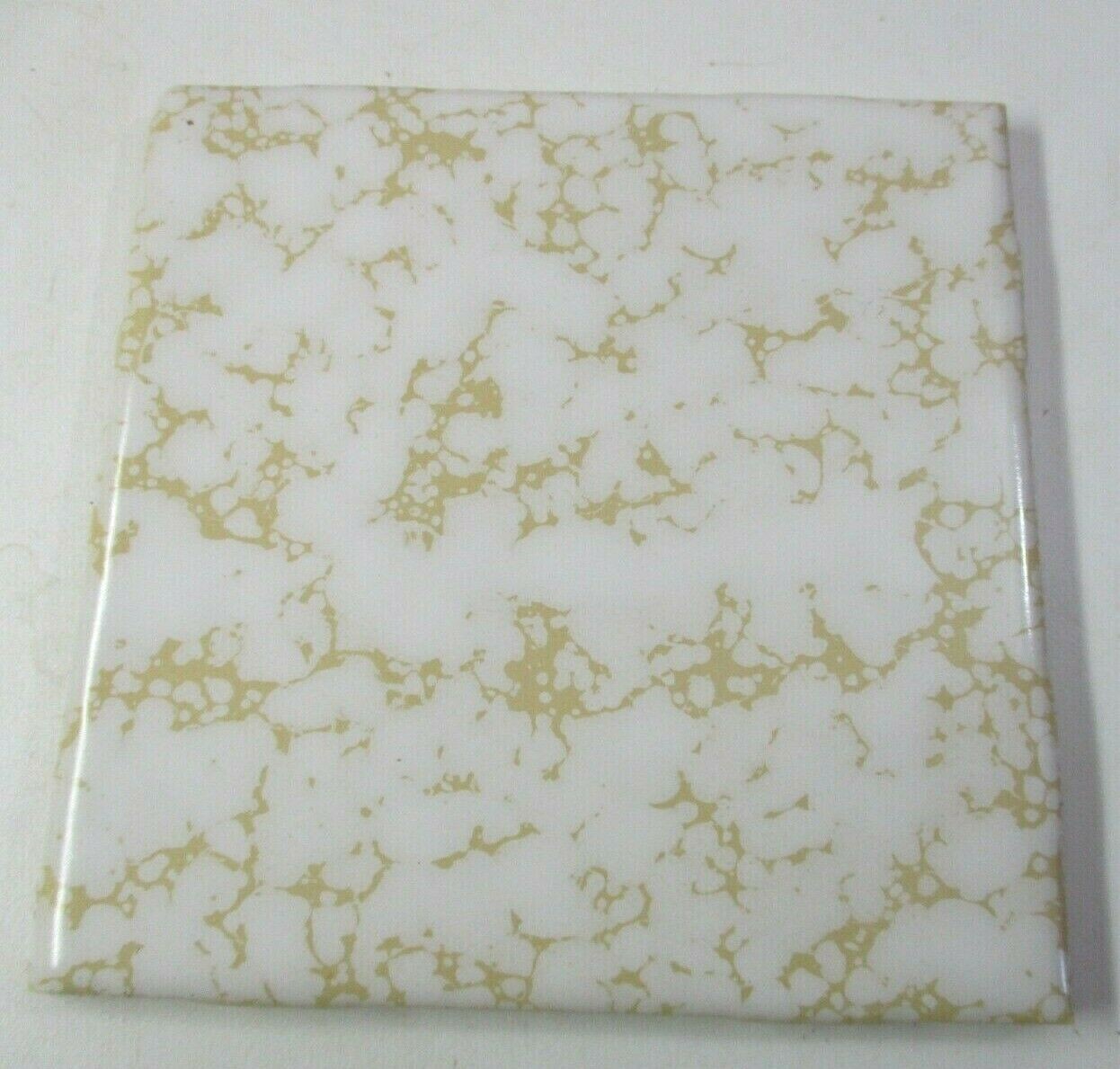 1 Wall Tile CGSC US Ceramic 4-1/4″ Mustard Yellow Dapple on Beige Wrinkled MCM