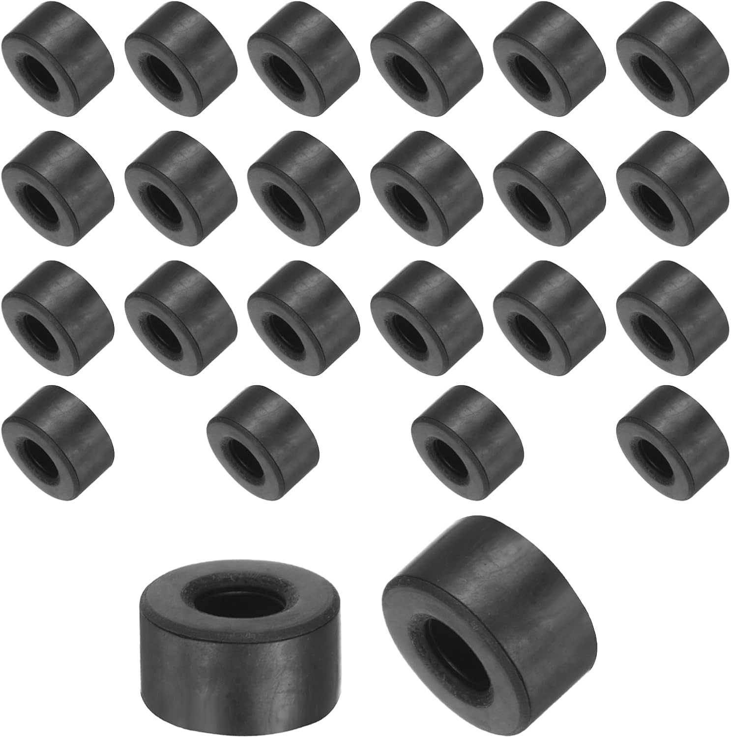 uxcell 24pcs Rubber Spacers 12mm OD, 6mm 12mmx6mmx7mm(OD*ID*Height), Black