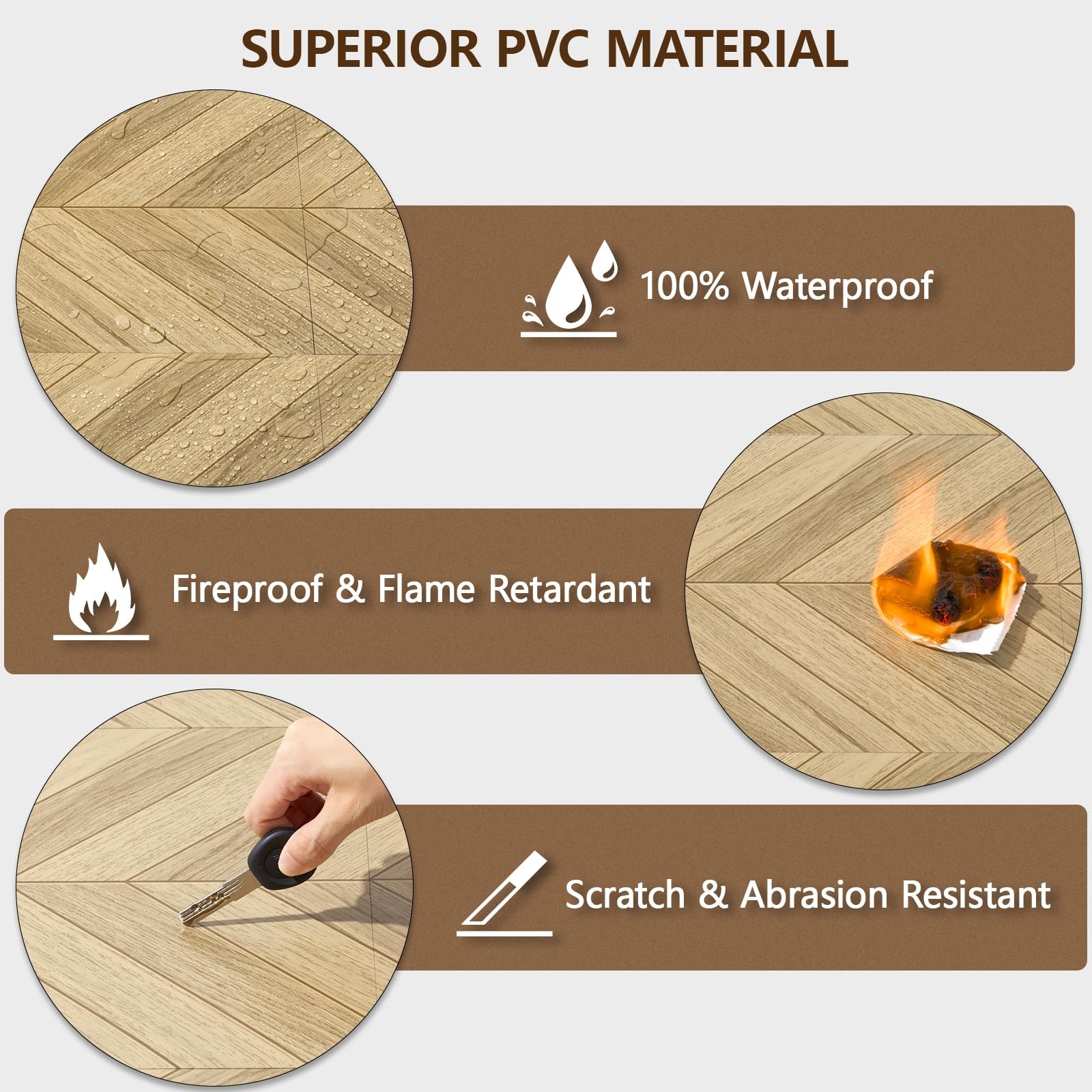 Peel and Stick Floor Tile, 10-Pack 12″ x 12″ Herringbone Wood Look Waterproof…