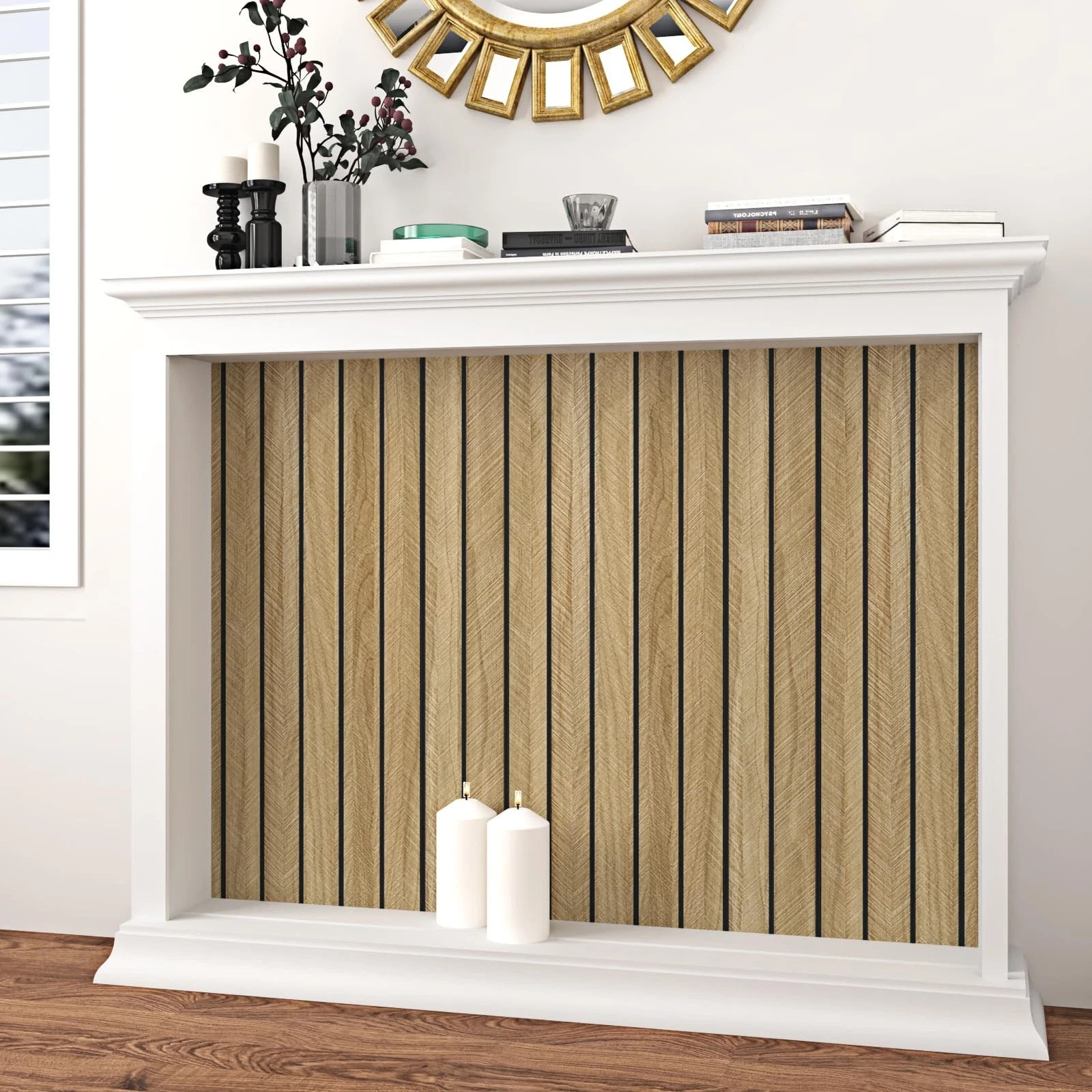 Wood Grain Wall Panels 11.7”x118” Thick Brown Peel and Stick – Sound