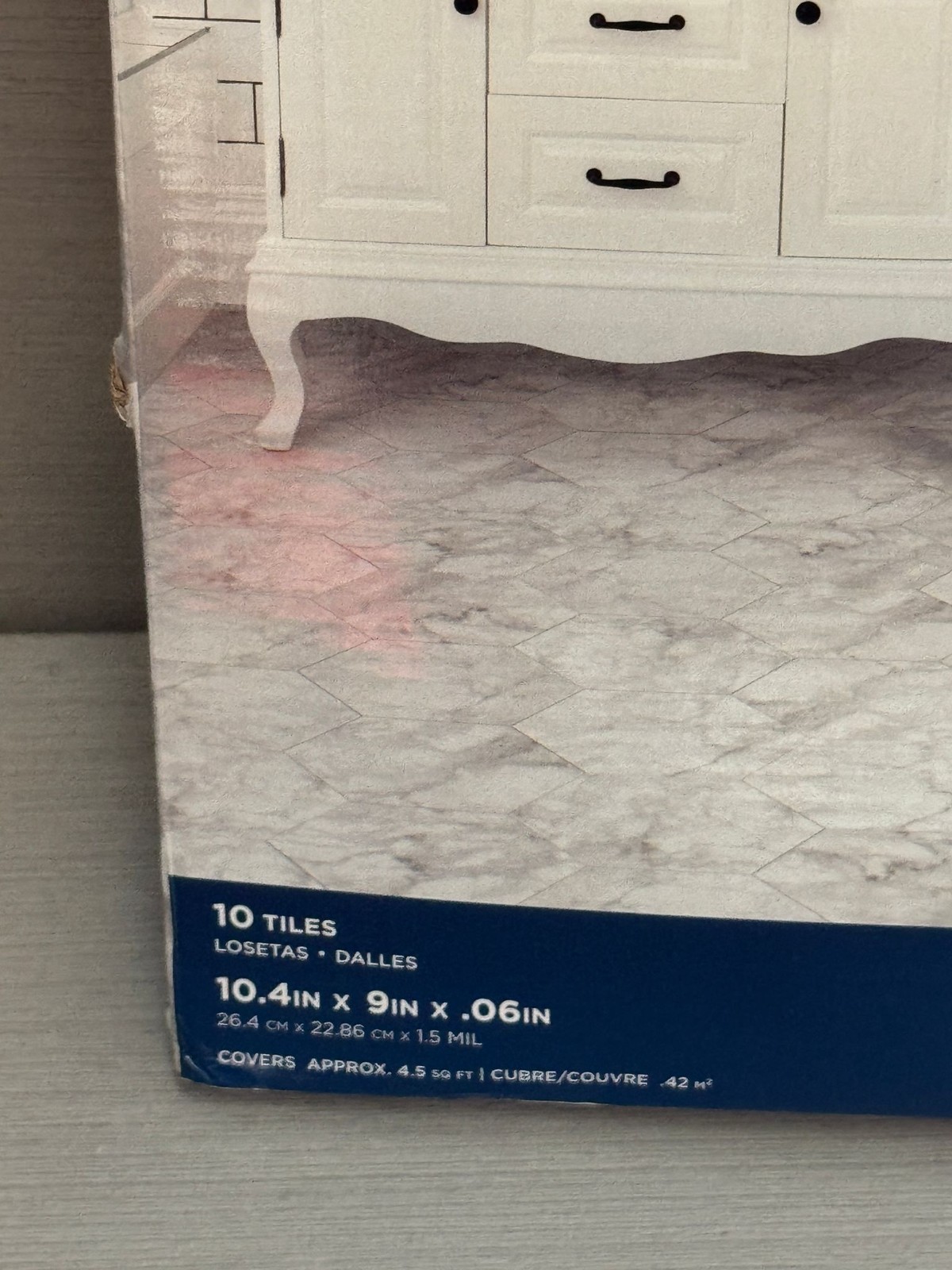 FloorPops Floor Tiles Peel and Stick Hexagon Milena 10 Tiles Marble Look Vinyl