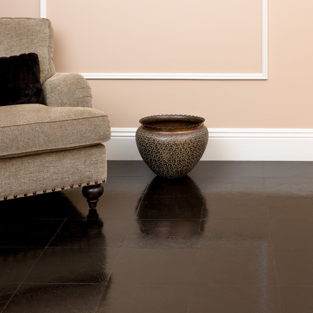 1.2Mm Peel & Stick Vinyl Floor Tiles Decor 20 Tiles/20 Sq. Ft. Black 12″X12″