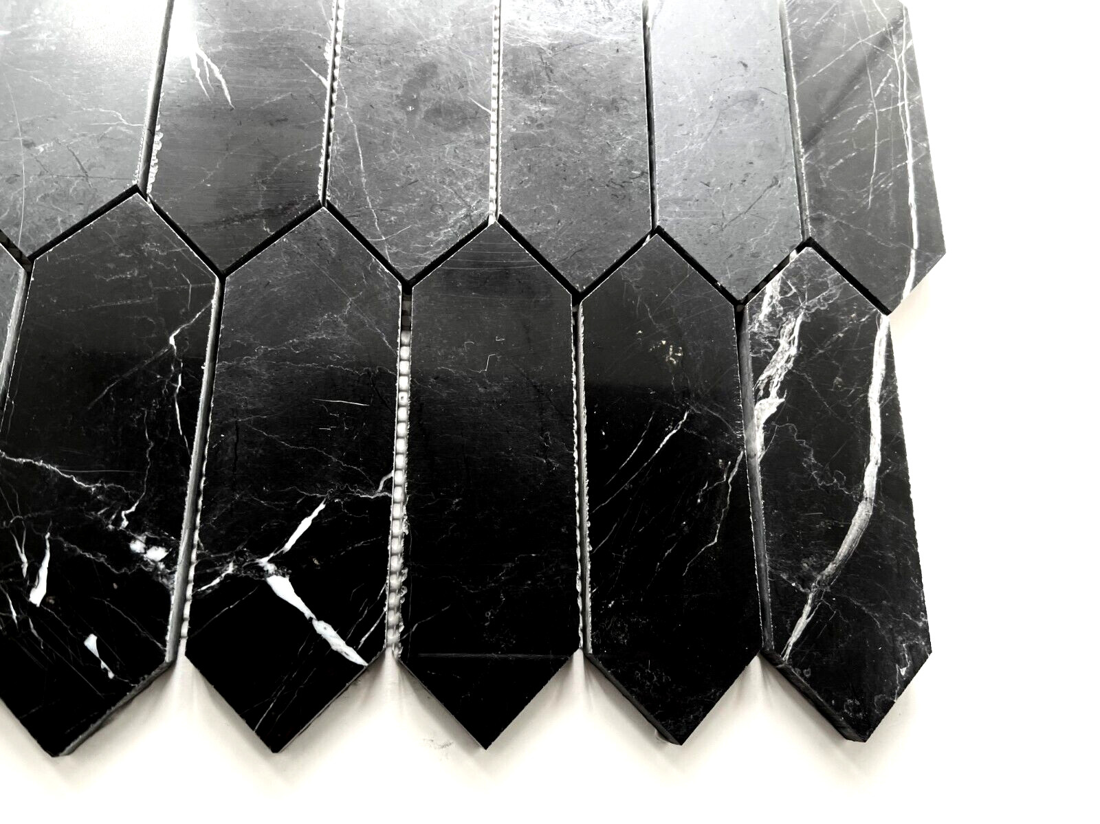2×6 Black Marble Picket Mosaic Backsplash and Bathroom Kitchen Wall Floor Tile