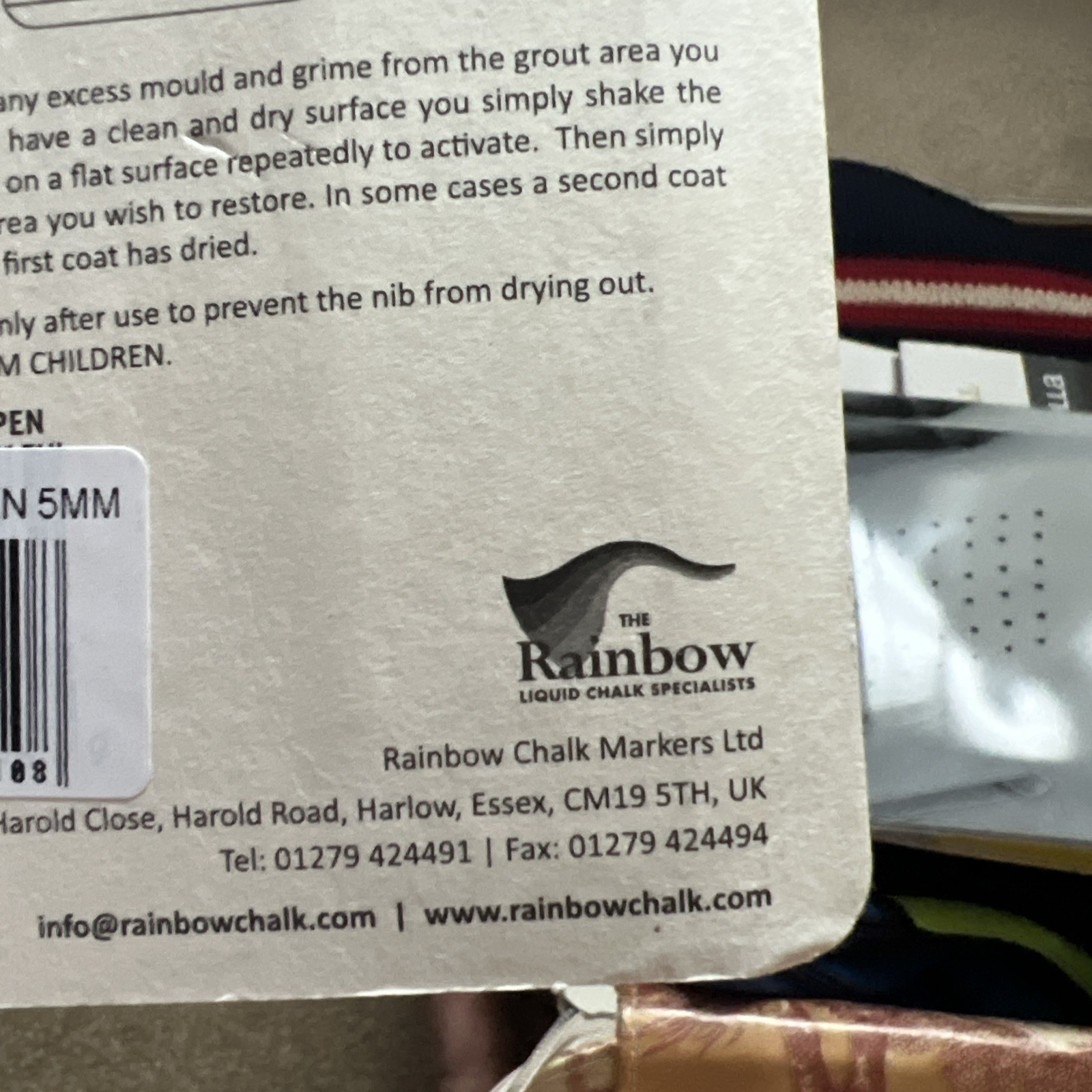 RAINBOW GROUT RESTORER PEN 7ml 5mm White New Sealed