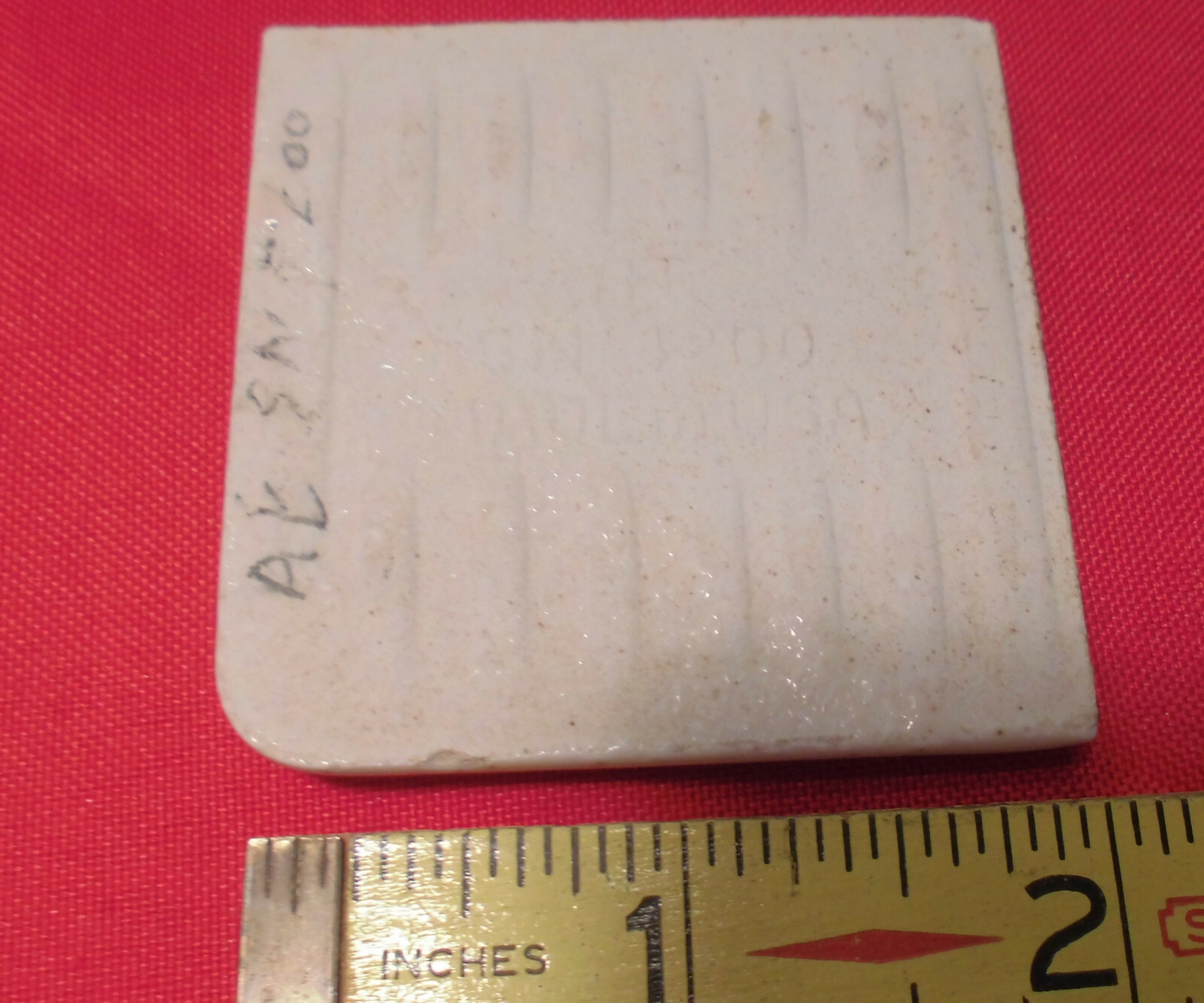 Buckwheat 2″ X 2″ X 5/16″ Ceramic Surface Bullnose Corner Tile; made 1940’s