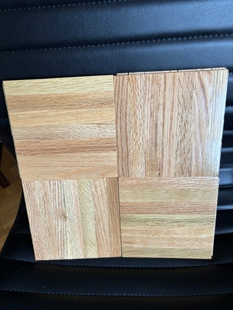 Red Oak Parquet Tiles – 7 finger 12″ x 12″ – 14 sq ft, loose – $120.00
