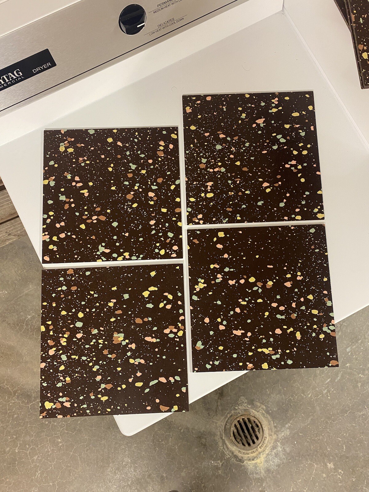 New Old Stock Armstrong Asphalt Tiles Mid Century Brown Terrazzo Pattern