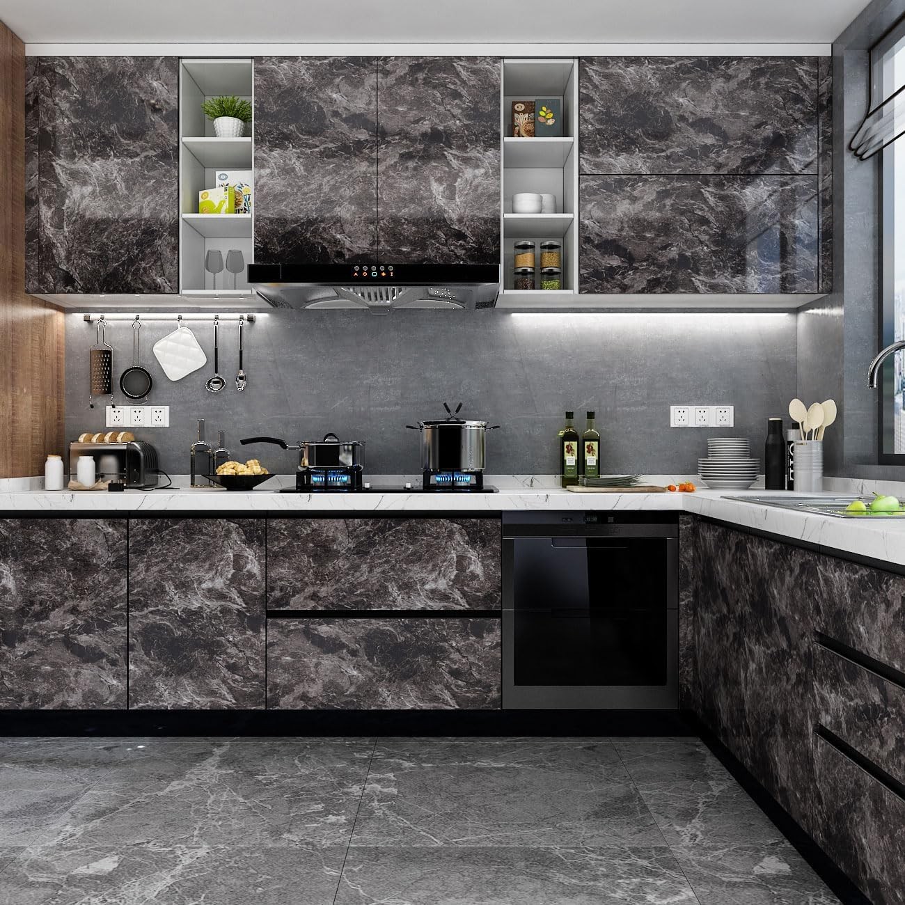 Peel and Stick Countertops 24 X 200 Inch Sandstone Black Brown Granite