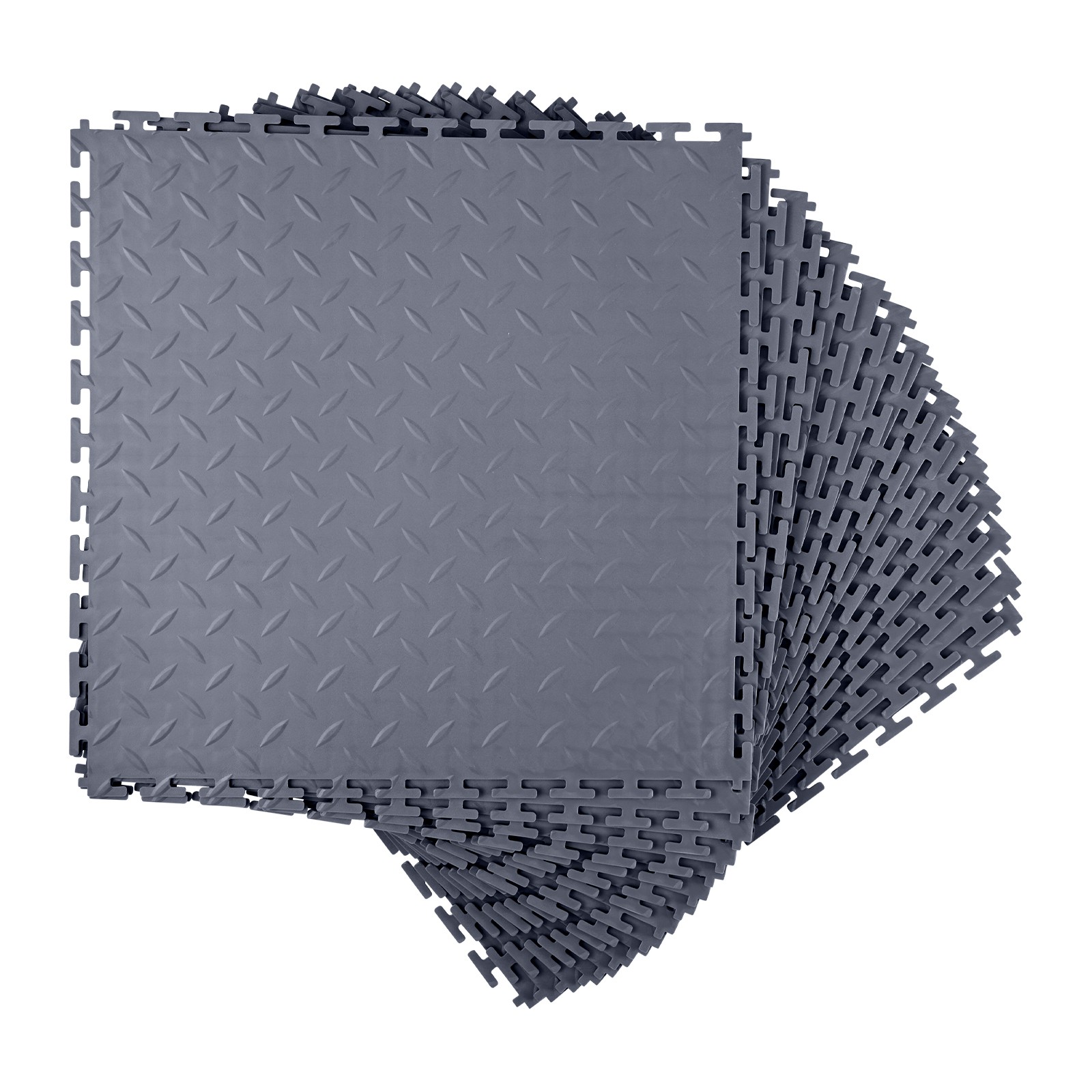 Uimoso Interlocking Garage Floor Tiles, 16 Pack, 20.2×20.2×0.2 in, PVC, Gray