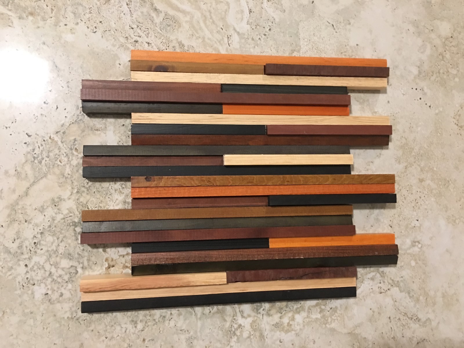 BOX of 12 Mosaics of Model Havana Wall Wood Mosaic Multicolor 3D Tile 11” x 12”