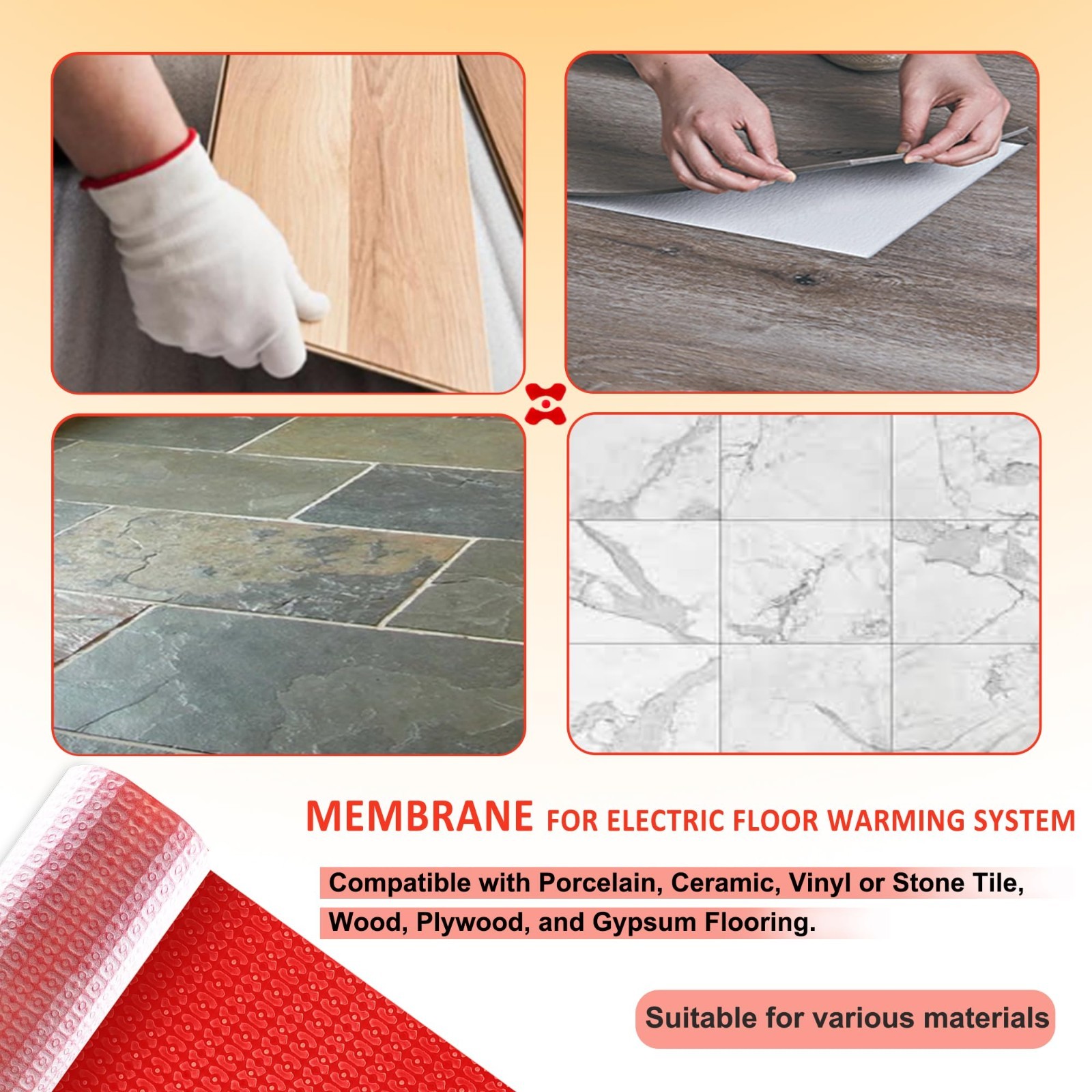 Uncoupling Membrane 54 to 161 sq ft Rolls, Heating Cable Underlayment Membrane