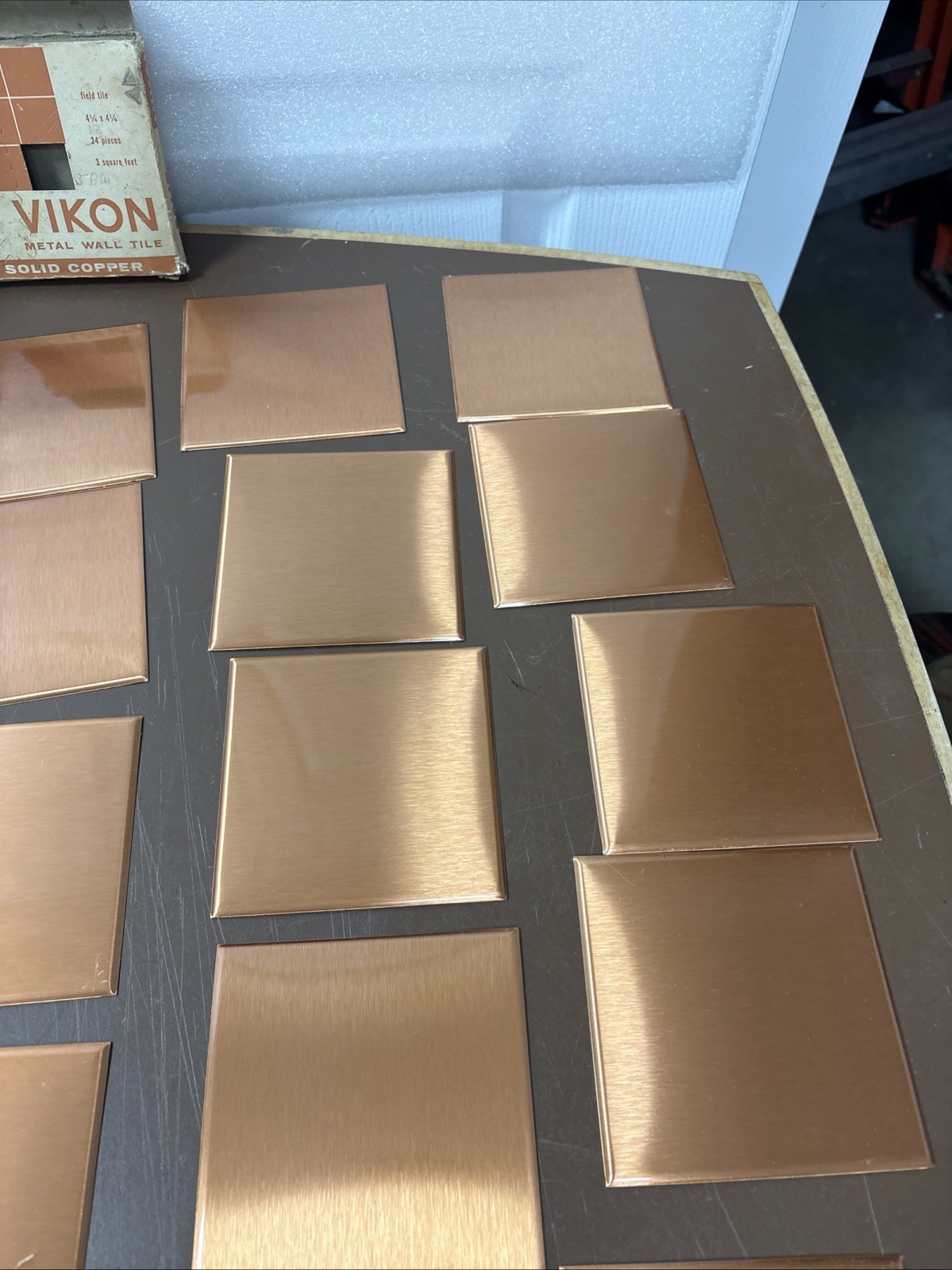 24 COPPER Square Tile 4 1/4” Square Vintage Smooth Brushed Kitchen Bathroom