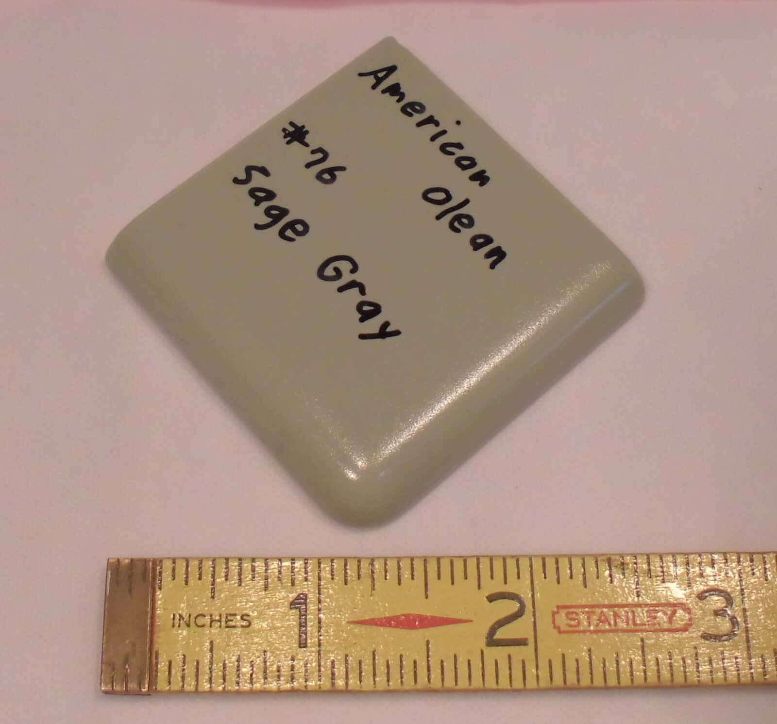 1 pc. Sage Gray 2″ X 2″ X 5/16″ Ceramic Surface Bullnose Corner Tile; Greenest