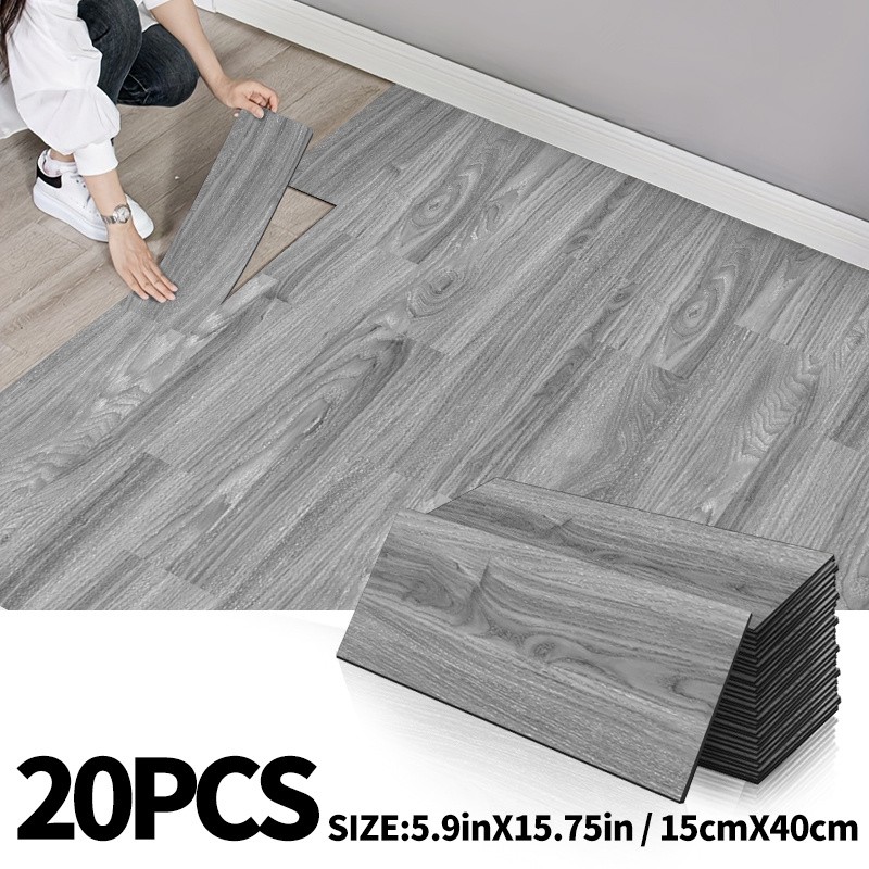 [Wood Grain Flooring Tiles]20pcs Wood Grain SelfAdhesive Flooring Tiles