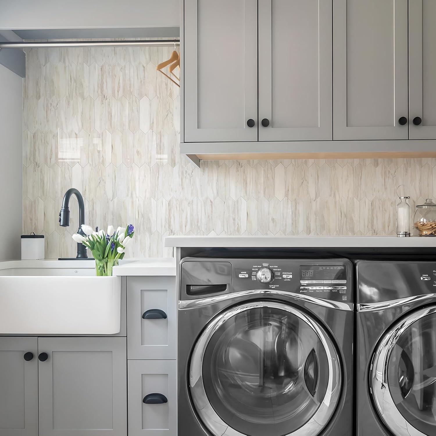 1 Sheet Glossy Wood Marble Grain Backsplash Tile Peel and Stick, 12.8 x 12.8 …