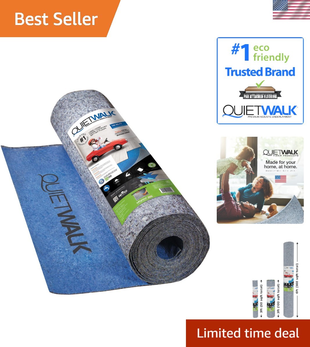100 sq ft Underlayment – 3 mm Thick for Laminate & Hardwood Floors – GREENGUA…