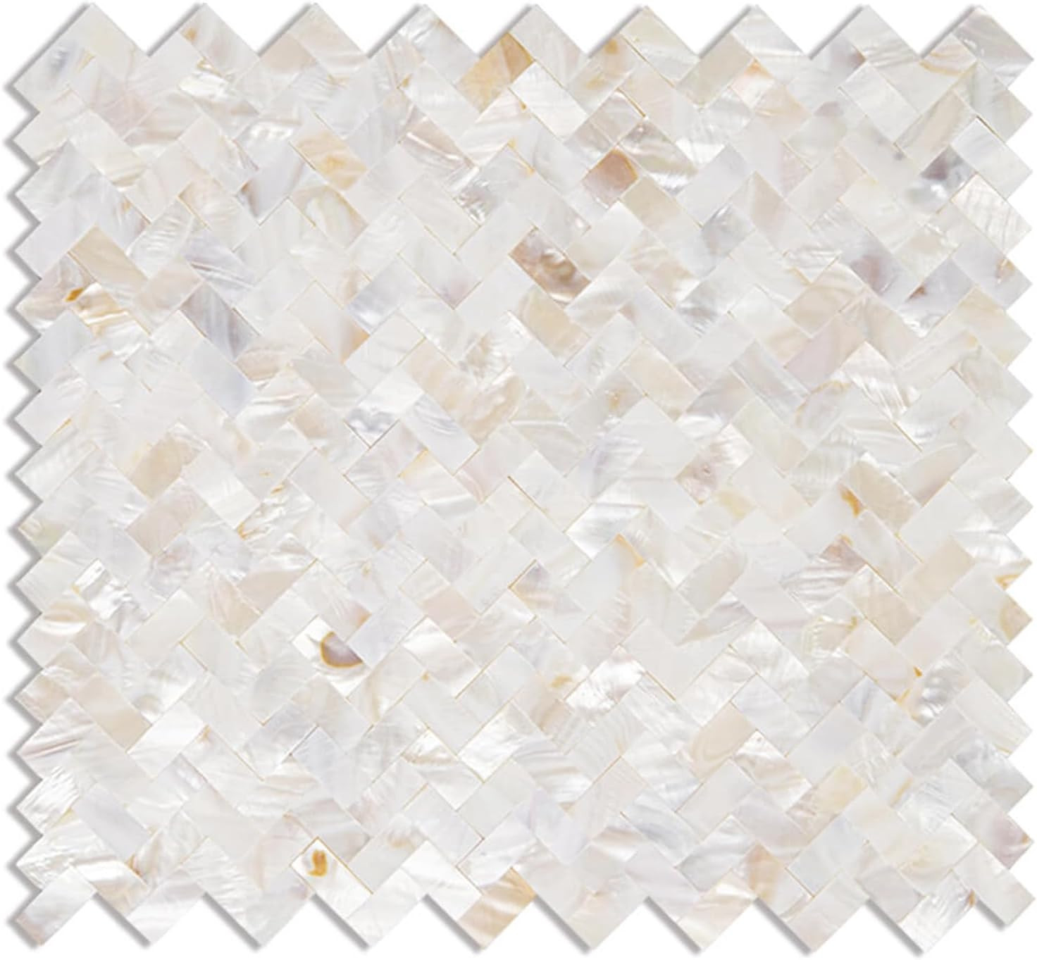 Peel and Stick Herringbone Mother of Pearl Tiles for Kitchen & Bath Decor