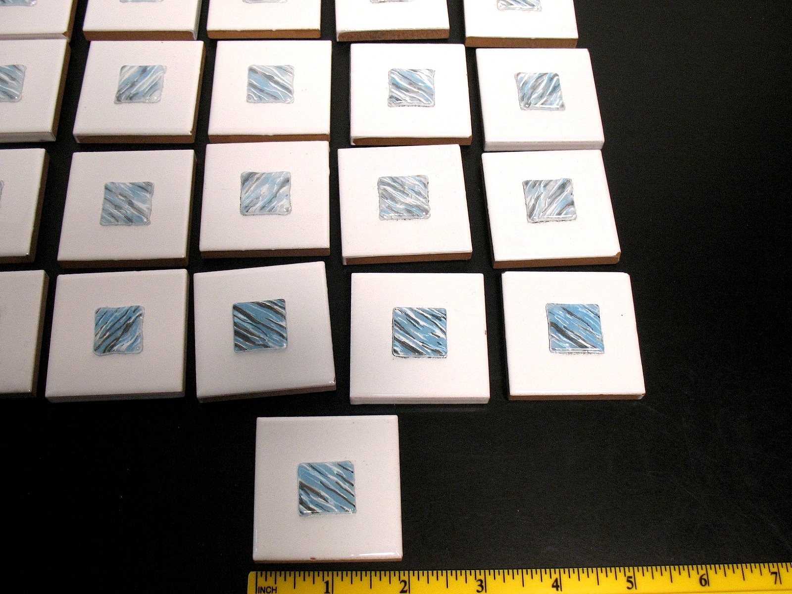 2 x 2 inch CENTER GLASS MEDALLION TILE LOT OF 46 SOME IMPERFECT ITALY HANDMADE