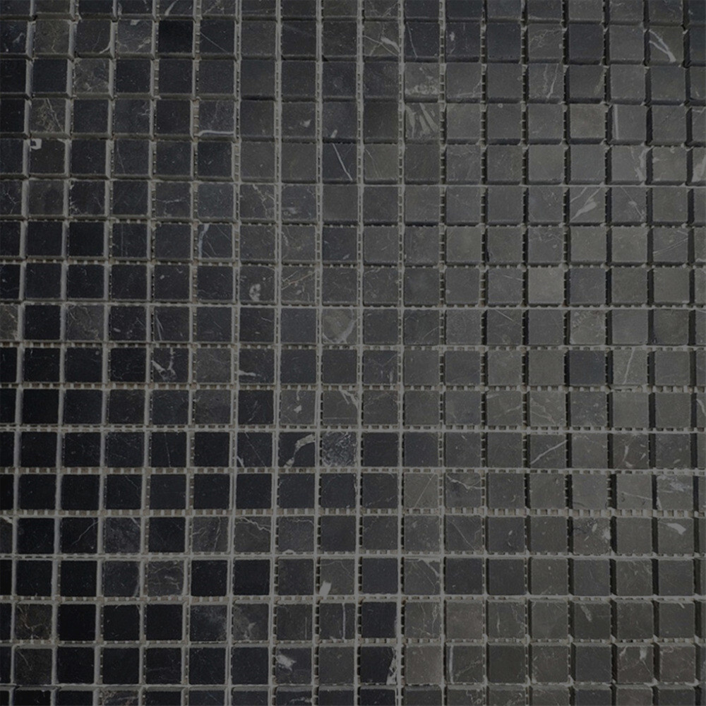 N22XH Nero Marquina Black Marble 5/8×5/8 Square Mosaic Wall Floor Tile Honed