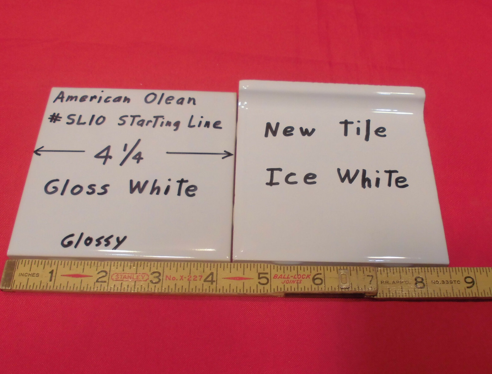 1 pc. Gloss White #SL10: Ceramic Tile by American Olean 1990’s “Starting Line”