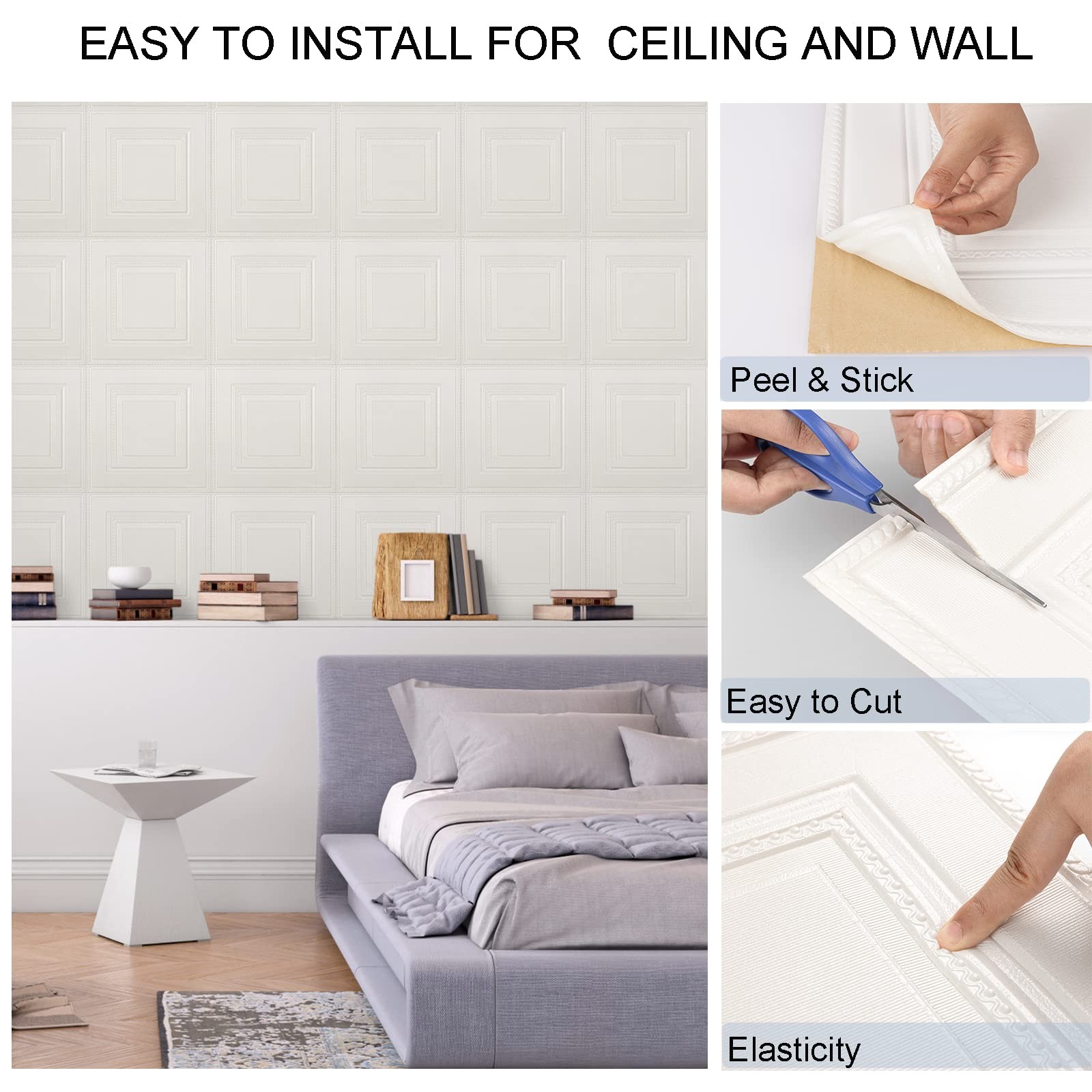 32 PCS Covered 42 Sq.Ft, Ceiling Tiles, Ceiling Tiles Peel and Stick, Self-Ad…