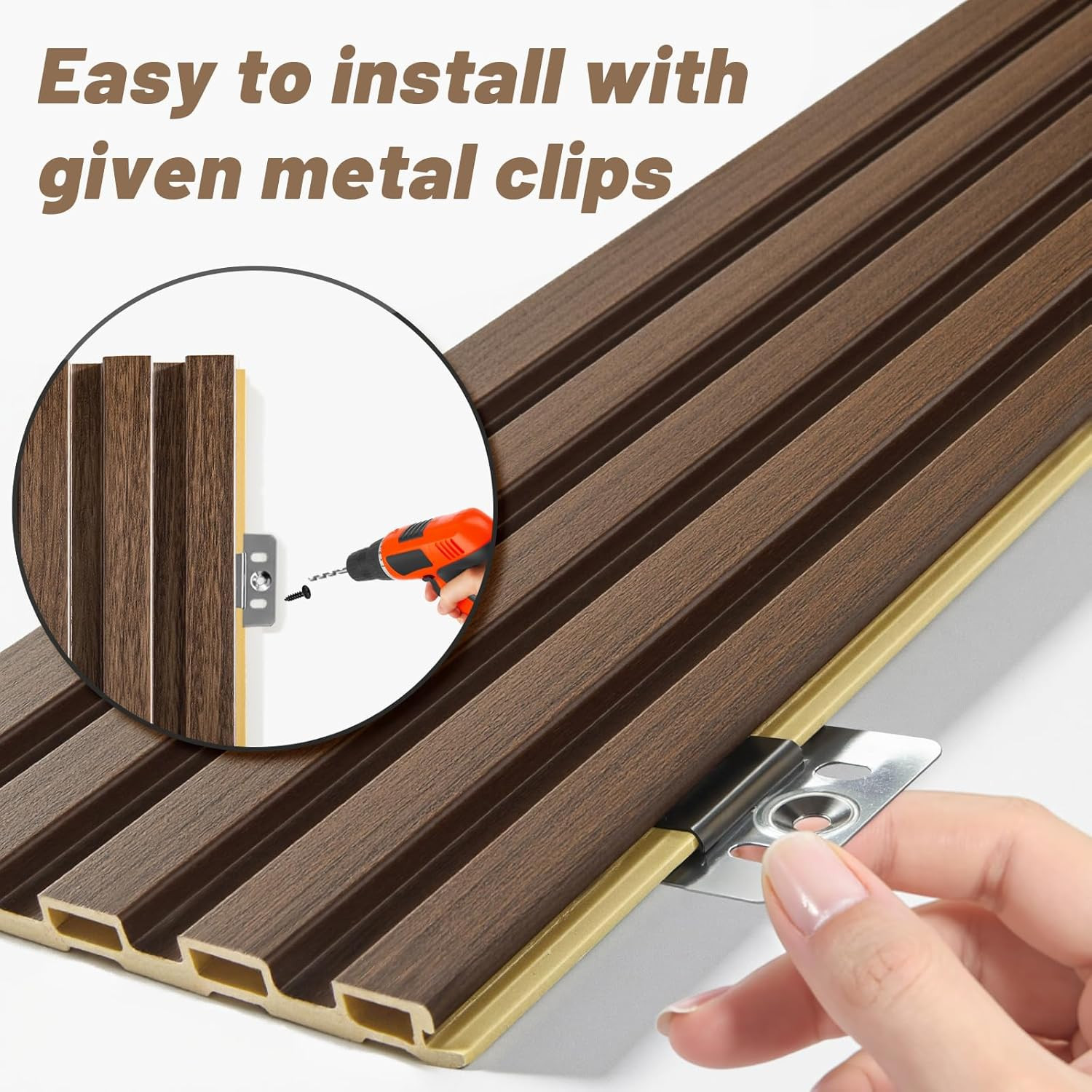 8-Pack 3D Walnut WPC Slat Wall Panels for Stylish Interior Decor