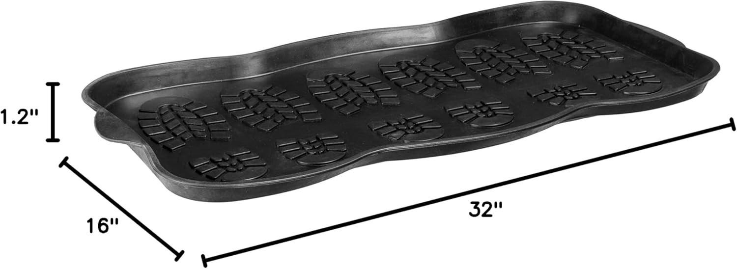 Waterproof Boot Tray Rubber Shoe Mat with Raised Edges, Heavy Duty Non Slip A…