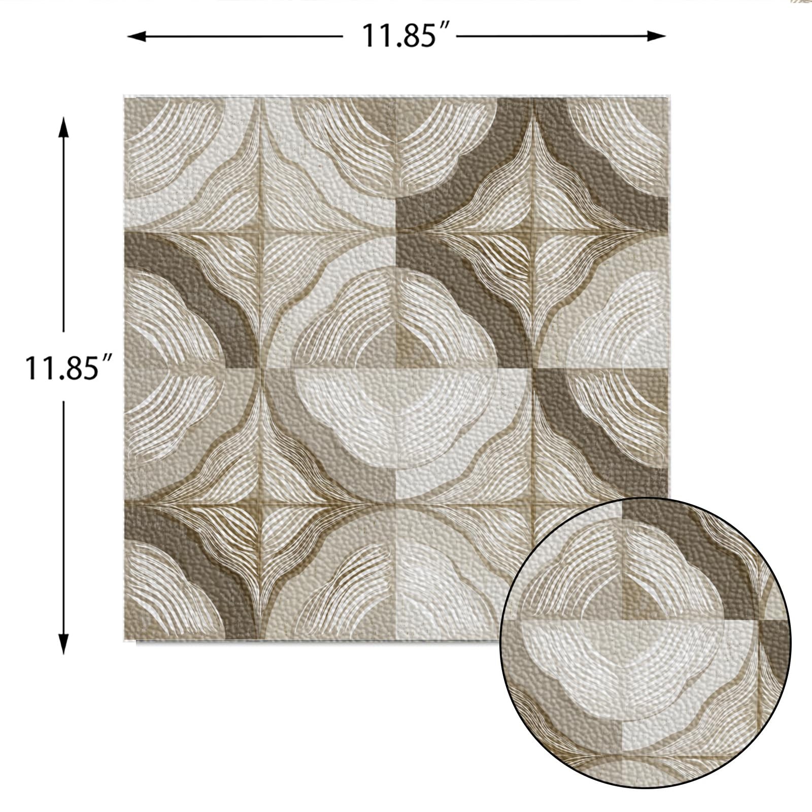 10pcs Floor Tiles Self Adhesive 12×12 Inch Beige and Brown Peel and Stick Vin…