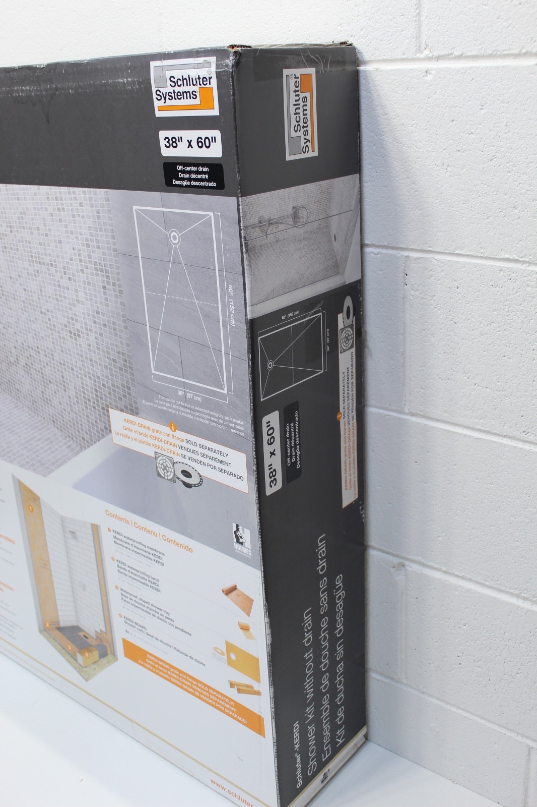 Schluter KERDI-SHOWER-KIT – WITHOUT THE DRAIN OFF CENTER 38″x60″ KSK 965 1525S