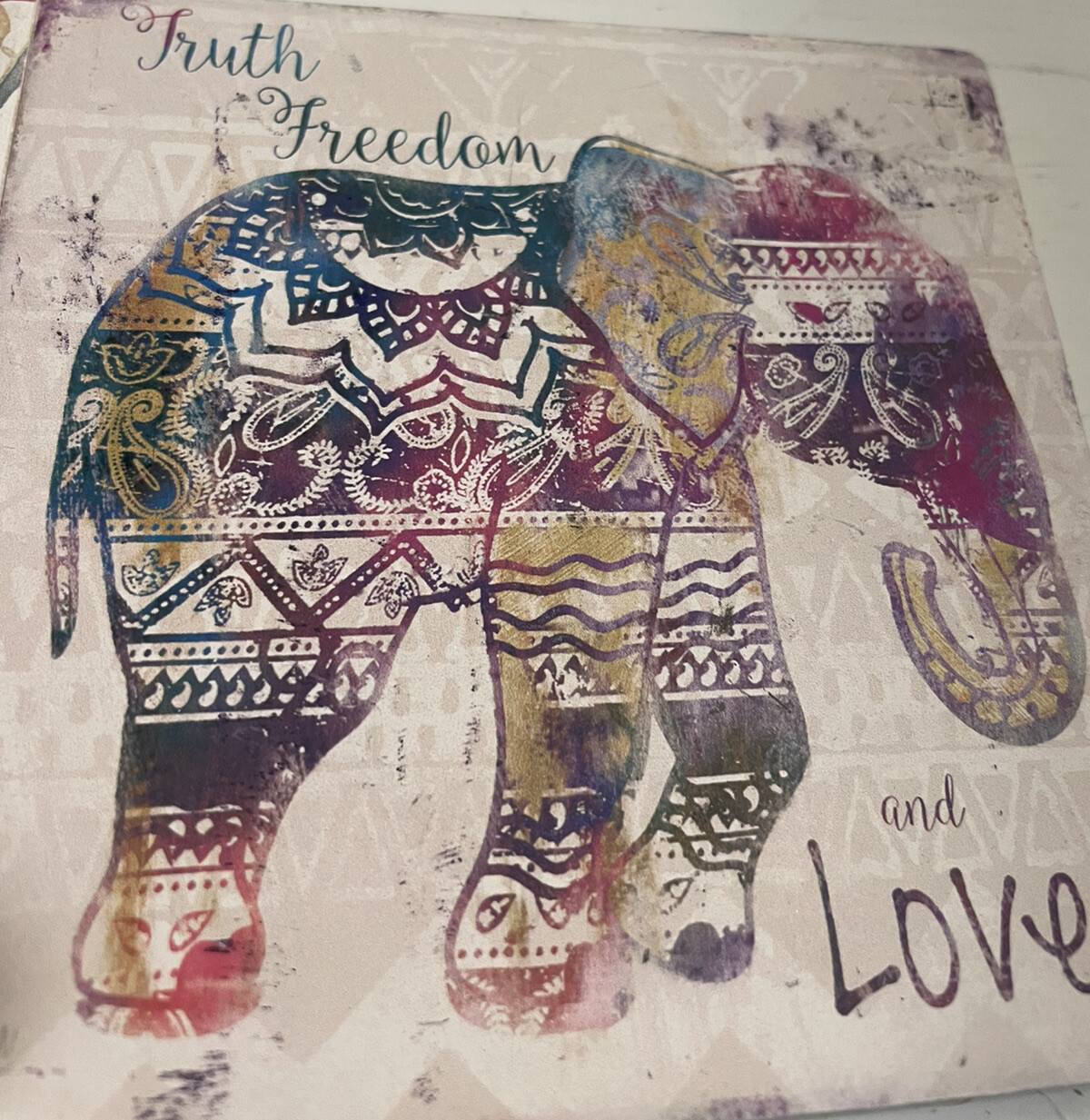Ceramic Art Tile 4″x4″ Home Decor Coasters Elephant Flowers Home Decor
