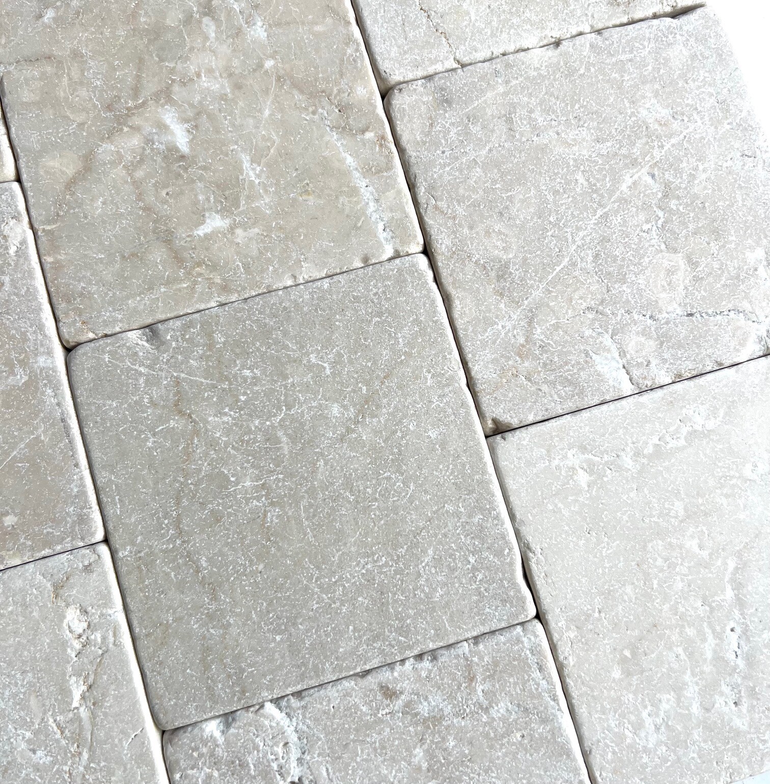 Botticino Crema 4×4 Tumbled Marble Tile Backsplash Floor Wall (Sold by 1 PIECE)