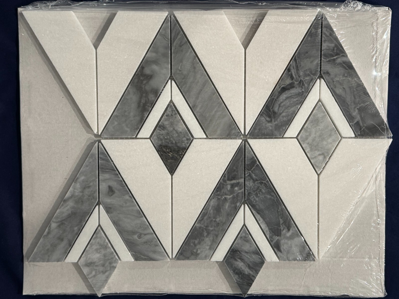 S57 Grey/White Diamond Marble Mosaic Tile Kitchen Bathroom Polished, 7 sheets
