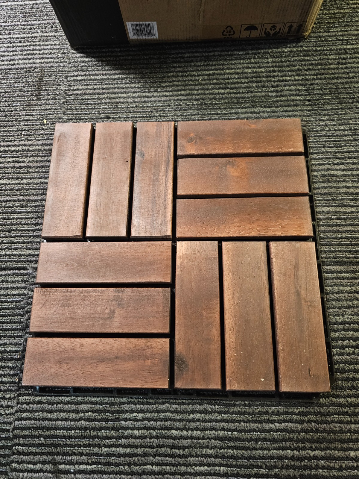 (QTY 10) THYOI Deck Tiles, Patio Flooring 12″ x 12″ Waterproof Acacia Wood Tiles