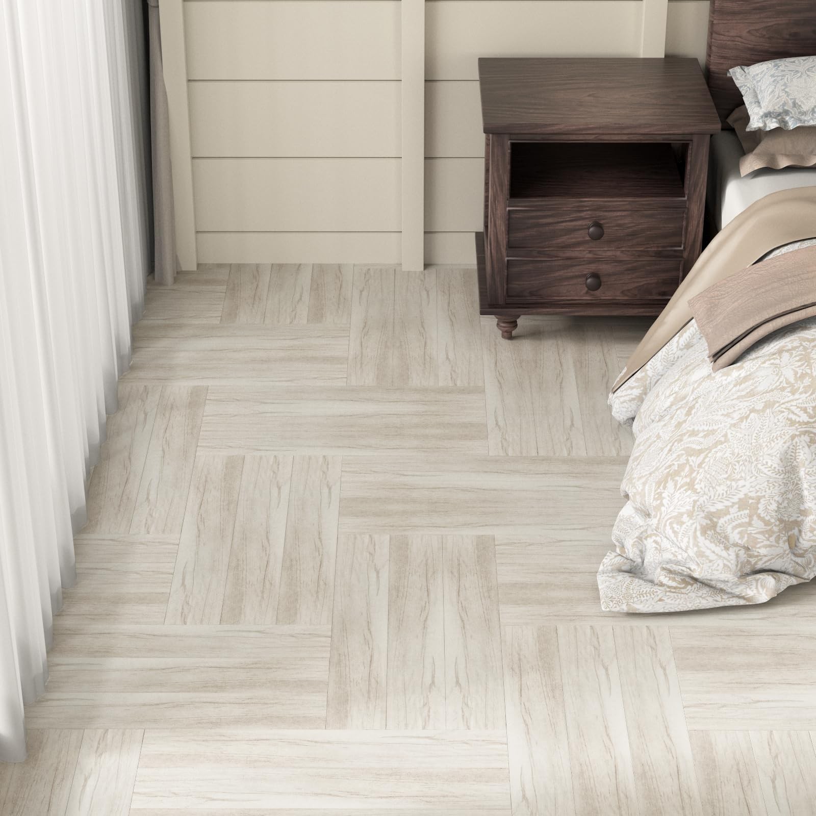 30 Sq.Ft. Peel and Stick Vinyl Floor Tiles 36″ x 6″ Wood Look Planks, 20 Pack…
