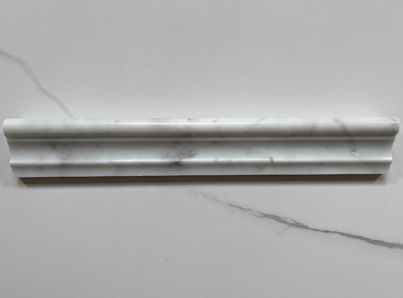 C13P Carrara Marble Venato Carrera Chair Rail Trim Molding Polished 2×12