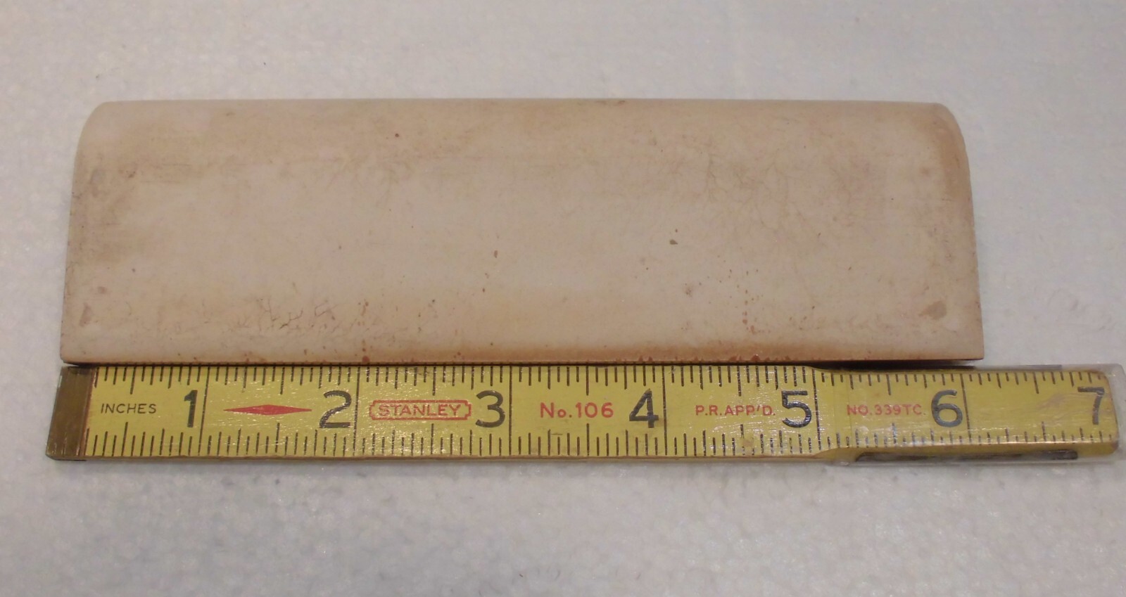 1 pc. Medium Brown: 2” X 6-1/8” Glossy Ceramic Cove Base Tile, Flat Top, NOS
