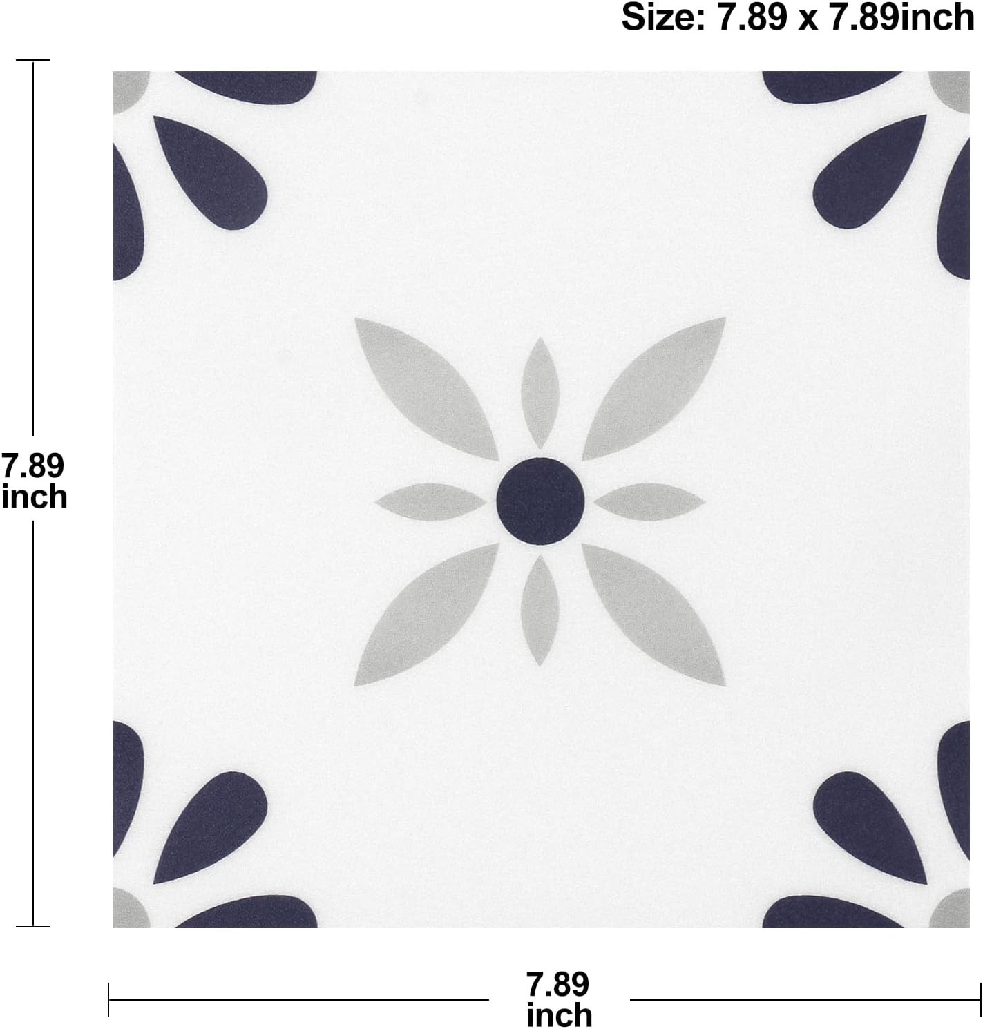DIY Waterproof Peel & Stick Floor Stickers – Floral Art Deco, 10 Pack 8×8 Inches