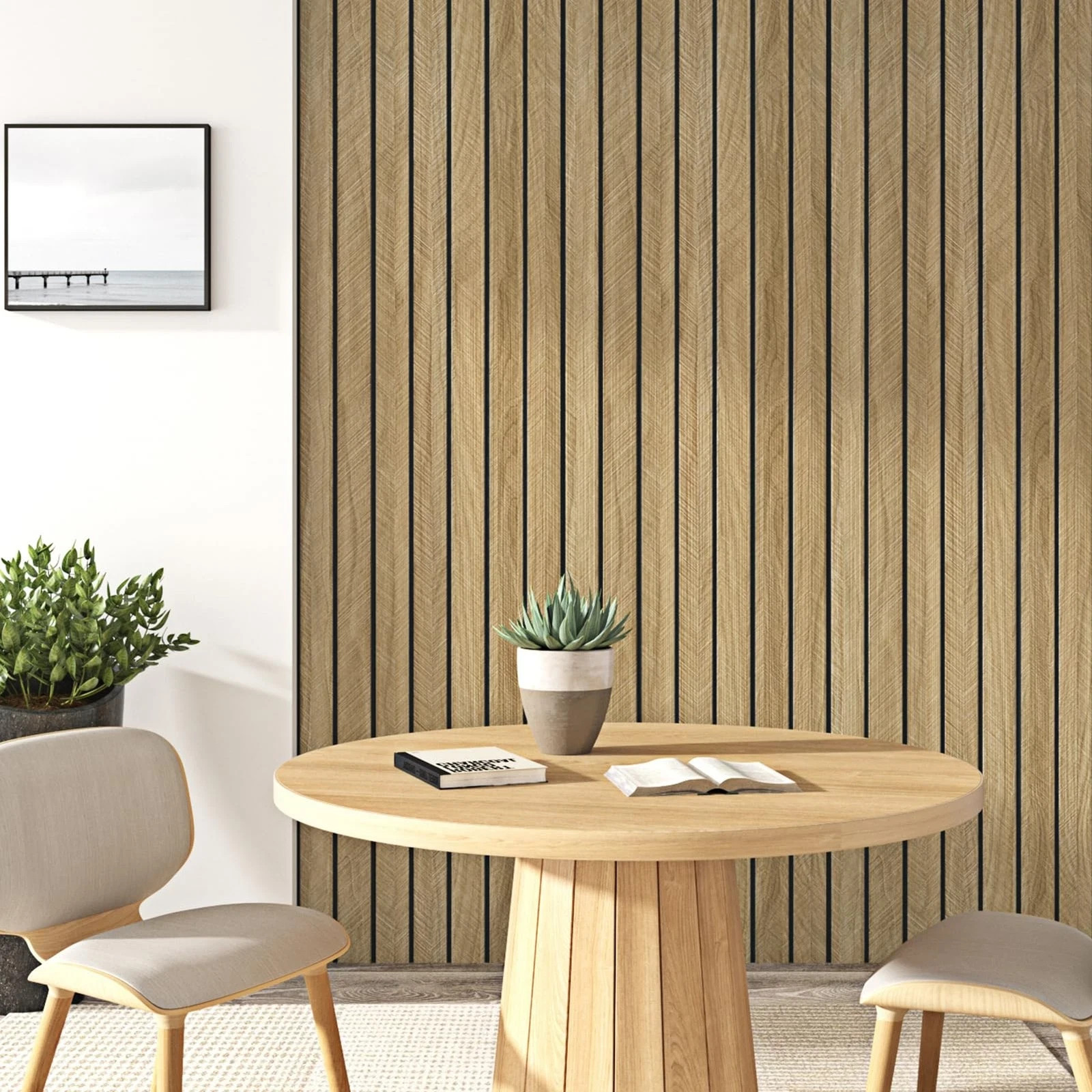 Wood Grain Wall Panels 11.7”x118” Thick Brown Peel and Stick – Sound