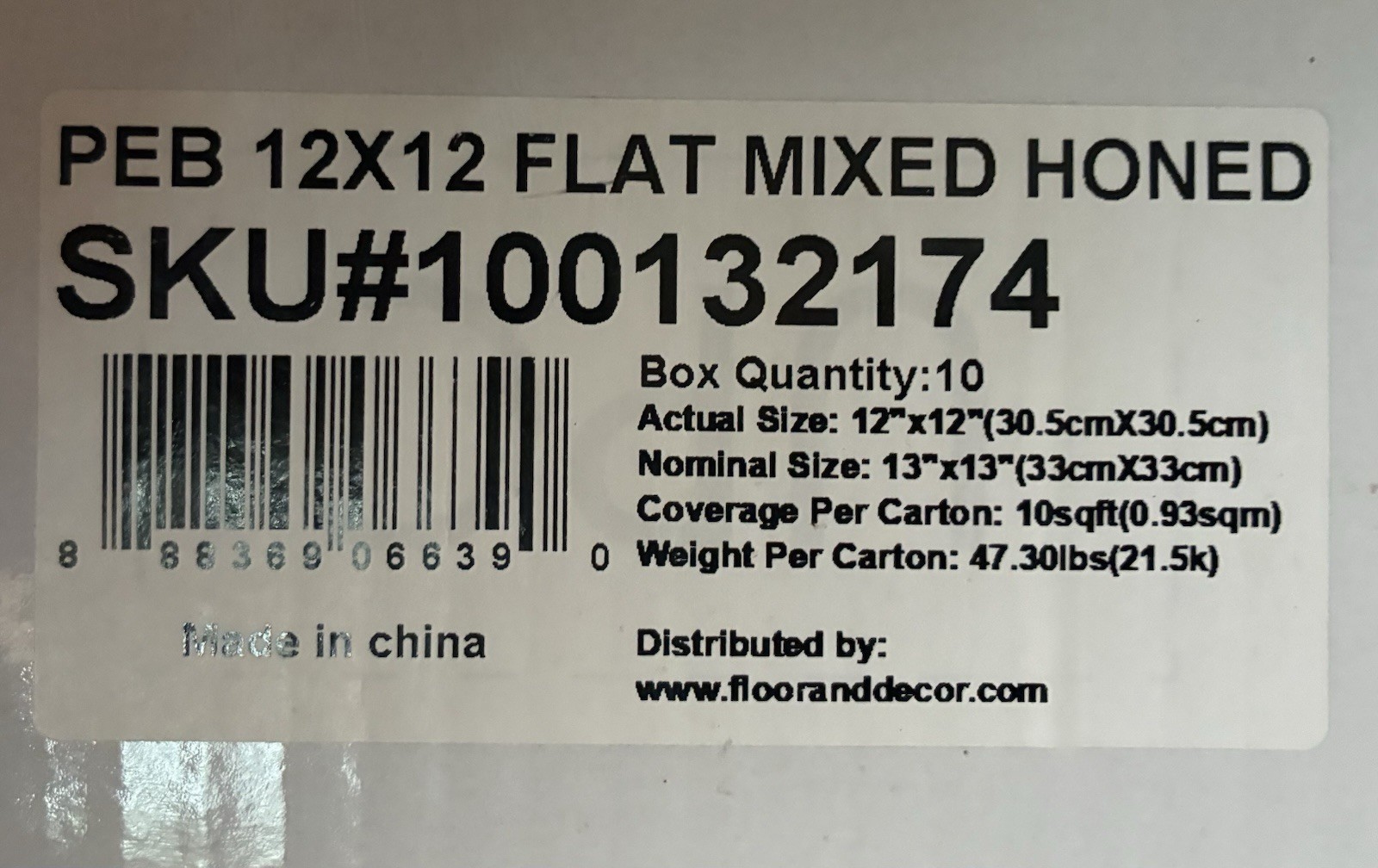 Pebblino Mosaici Flat Mixed Honed Pebble 12×12 #100132174 Lot of 4